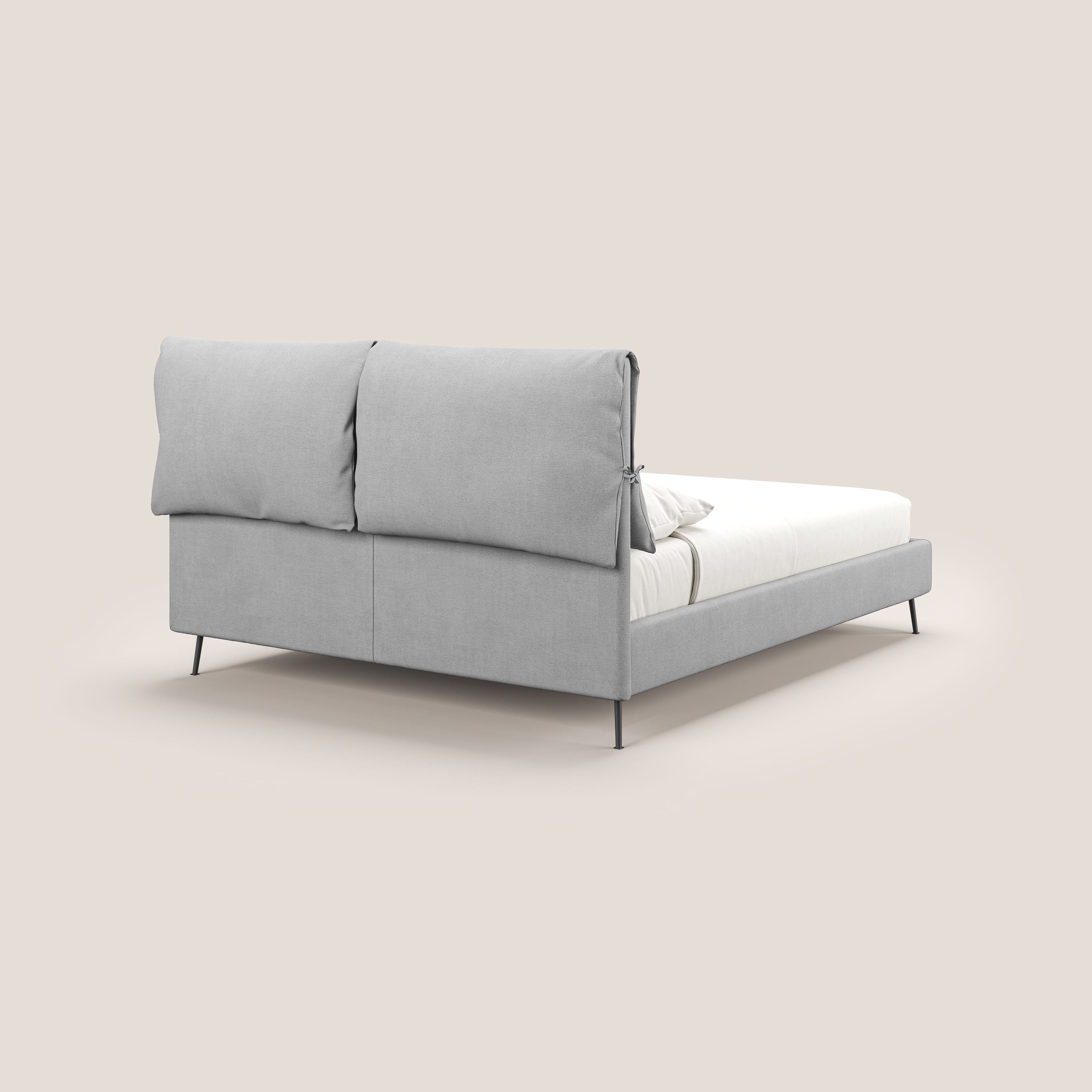 Artemisia letto imbottito con piedini alti sfoderabile in tessuto smacchiabile T17 grigio - divani.store