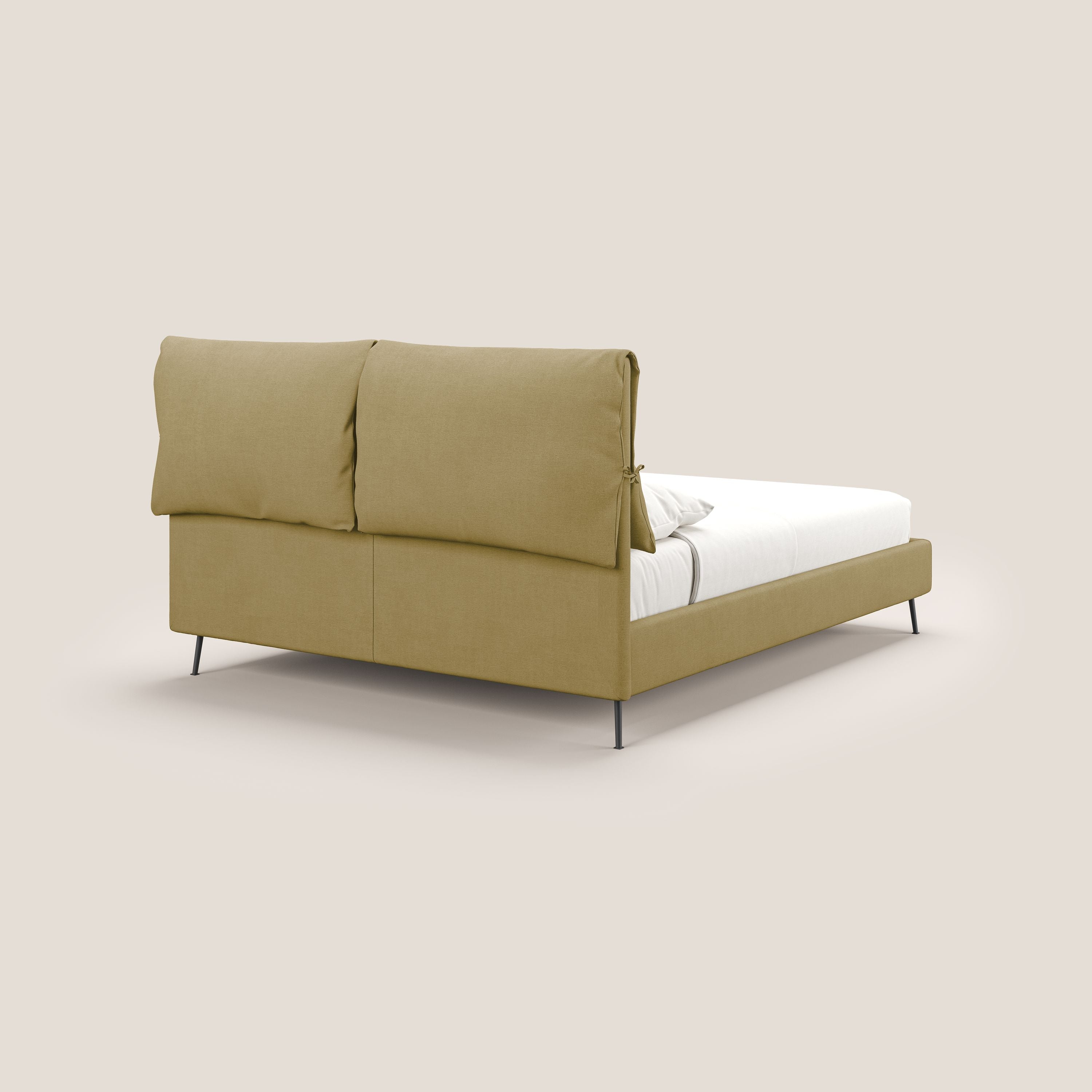 Artemisia letto imbottito con piedini alti sfoderabile in tessuto smacchiabile T17 giallo - divani.store