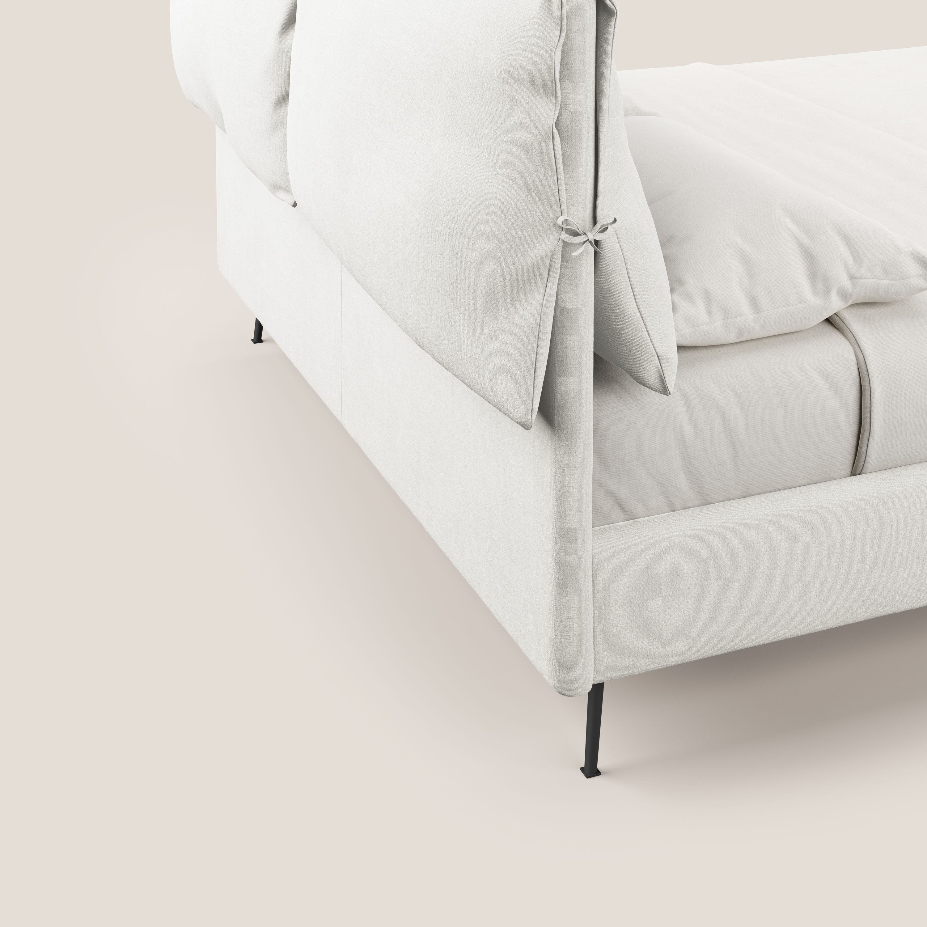 Artemisia letto imbottito con piedini alti sfoderabile in tessuto smacchiabile T17 bianco - divani.store