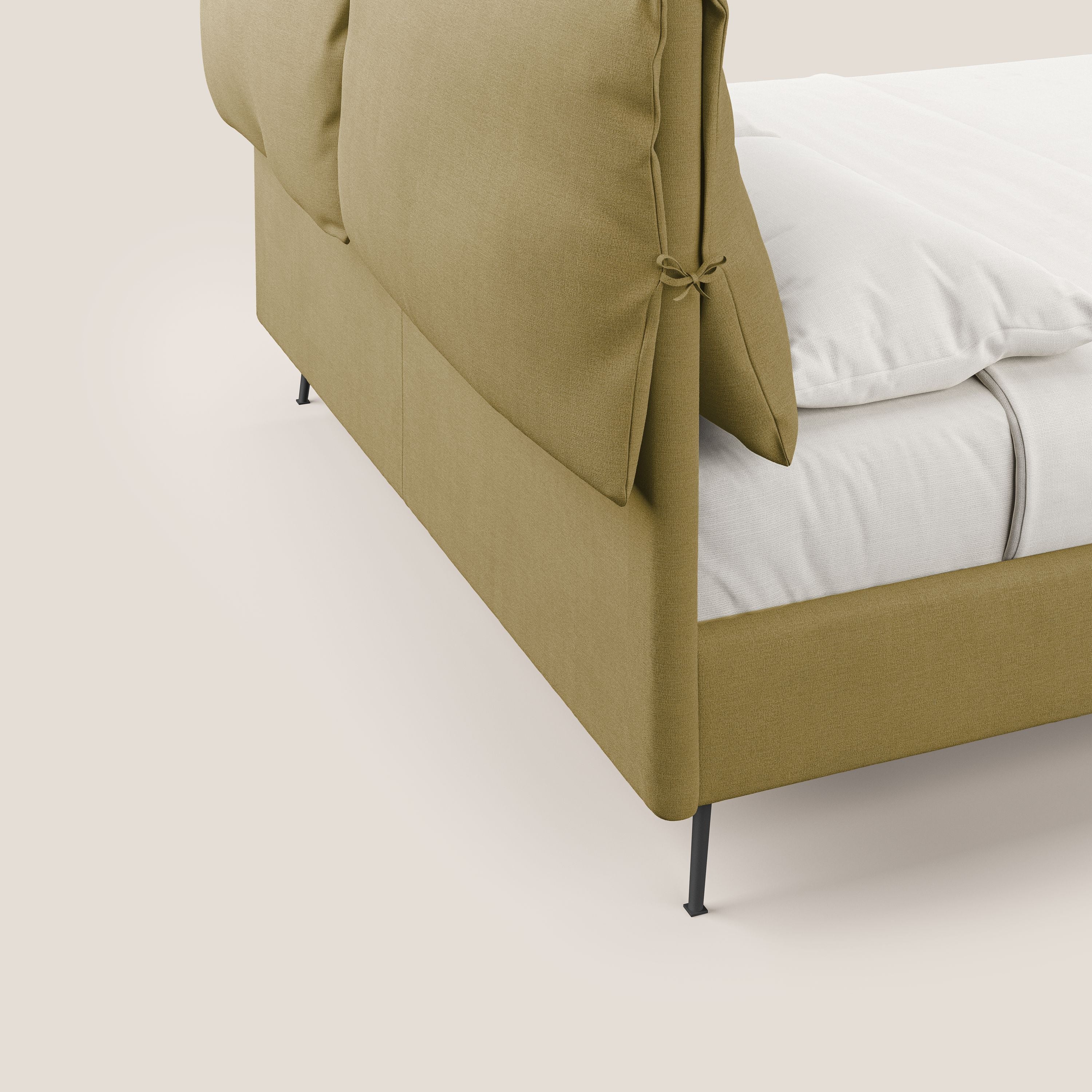 Artemisia letto imbottito con piedini alti sfoderabile in tessuto smacchiabile T17 giallo - divani.store