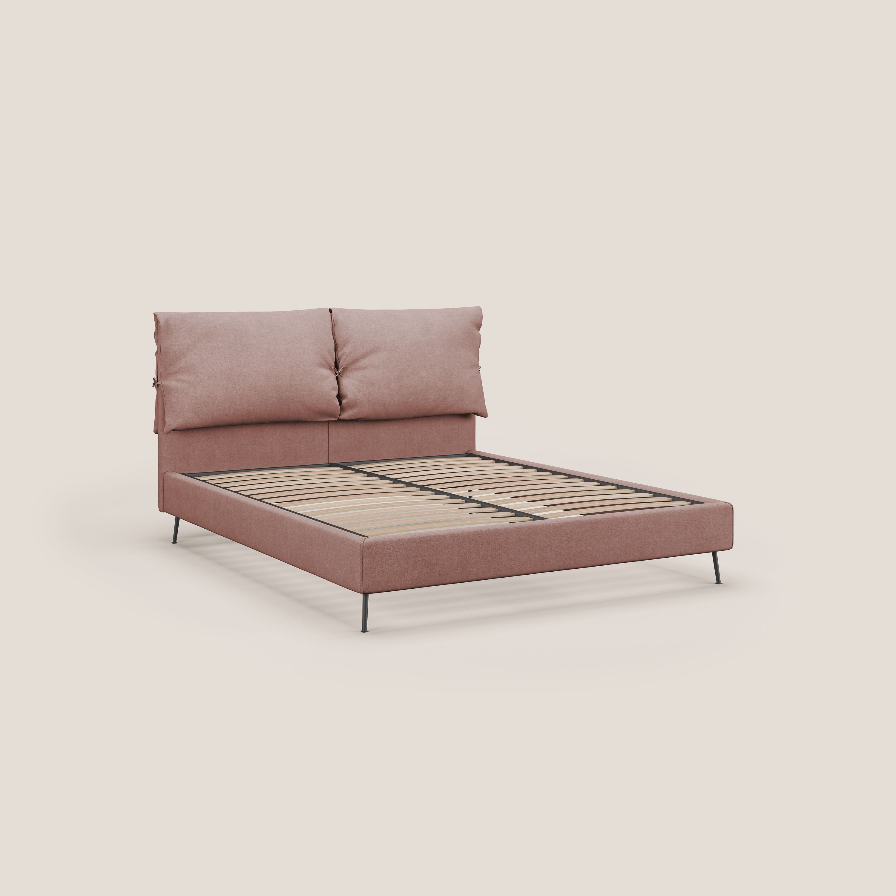 Artemisia letto imbottito con piedini alti sfoderabile in tessuto smacchiabile T17 rosa - divani.store