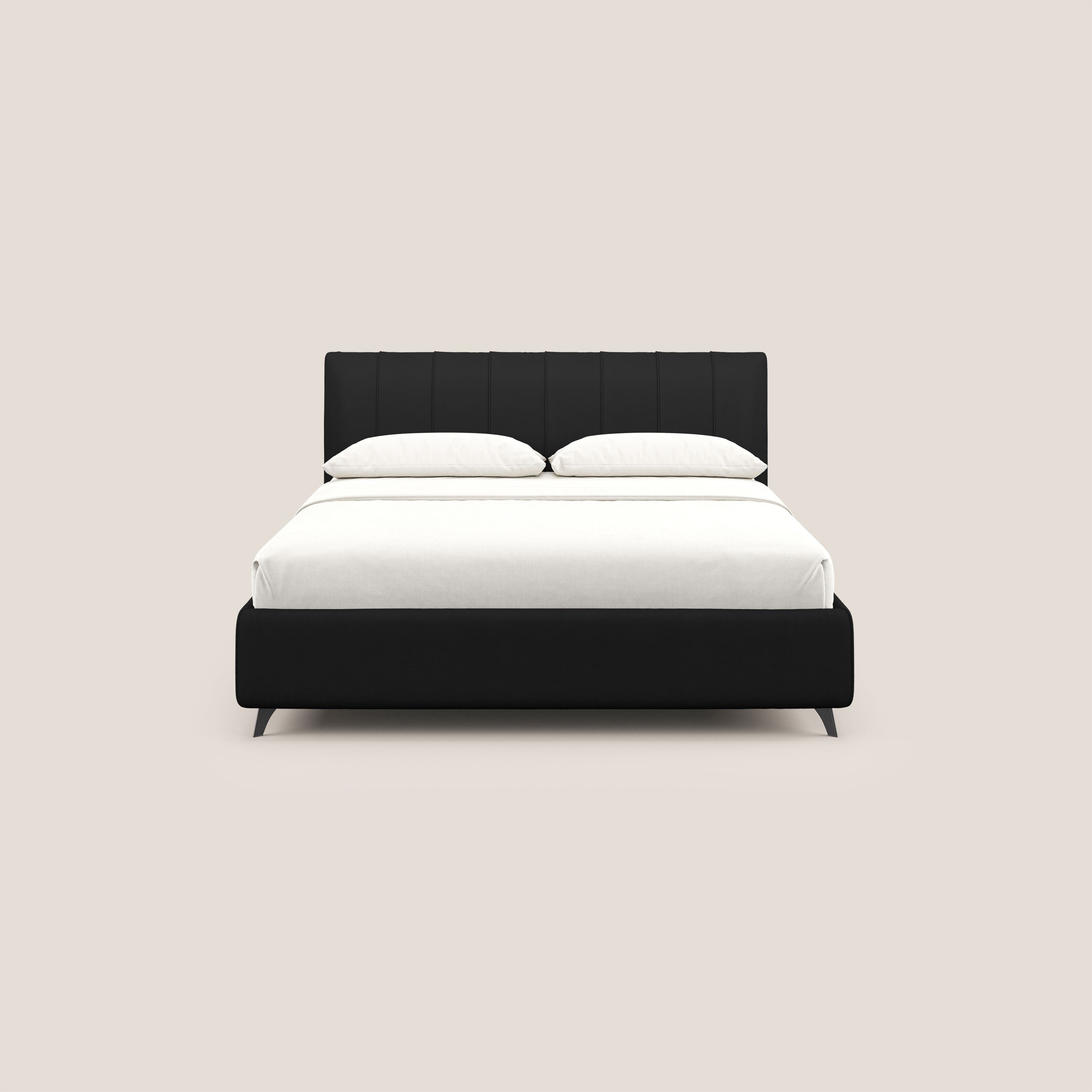 Bogart letto imbottito contenitore completamente sfoderabile in microfibra smacchiabile T11 nero - divani.store
