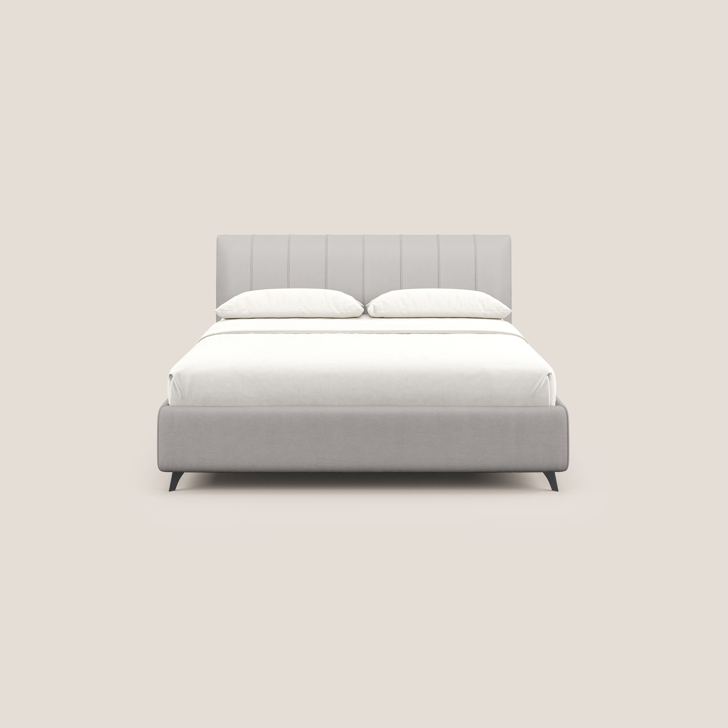 Bogart letto imbottito contenitore completamente sfoderabile in microfibra smacchiabile T11 grigio chiaro - divani.store
