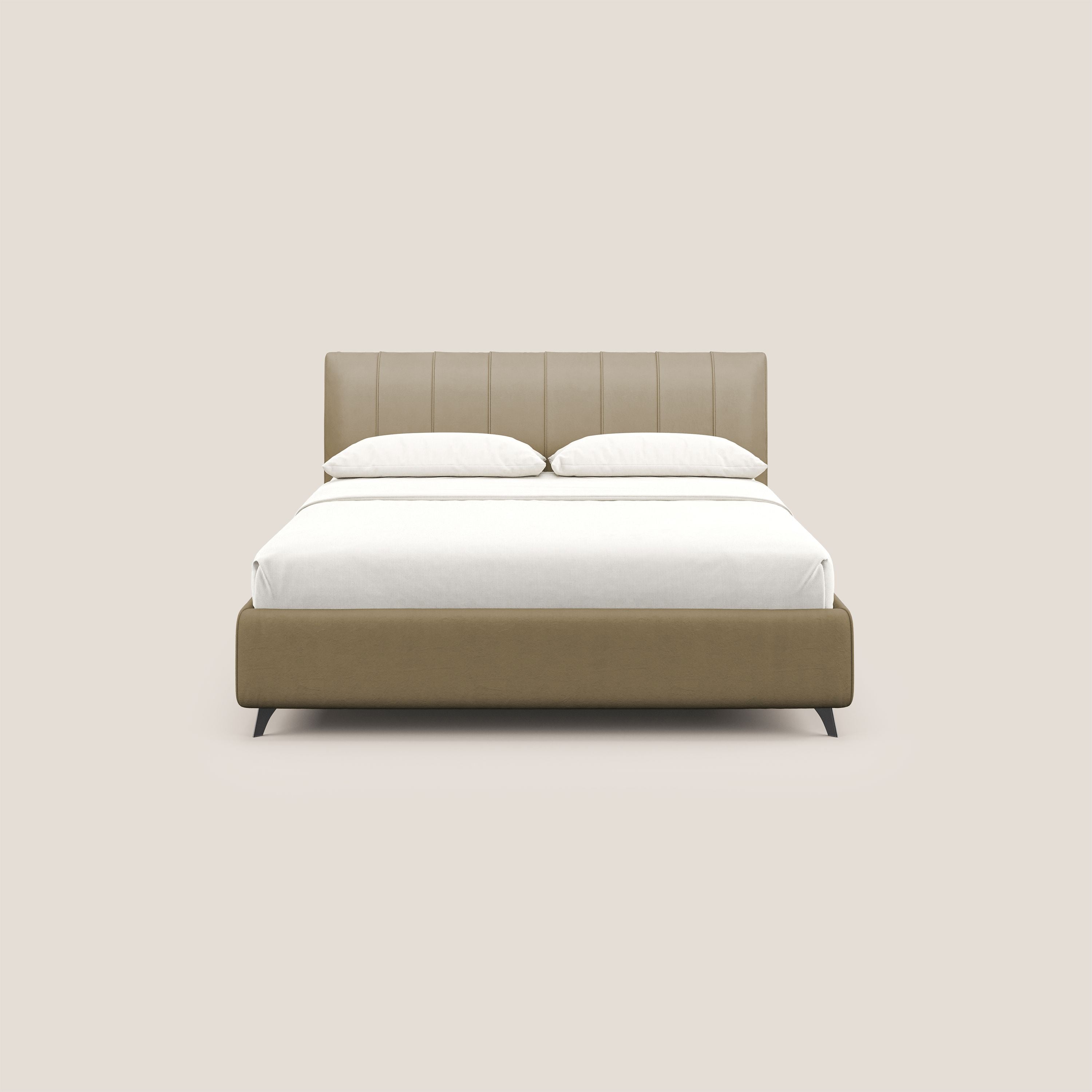Bogart letto imbottito contenitore completamente sfoderabile in microfibra smacchiabile T11 beige - divani.store