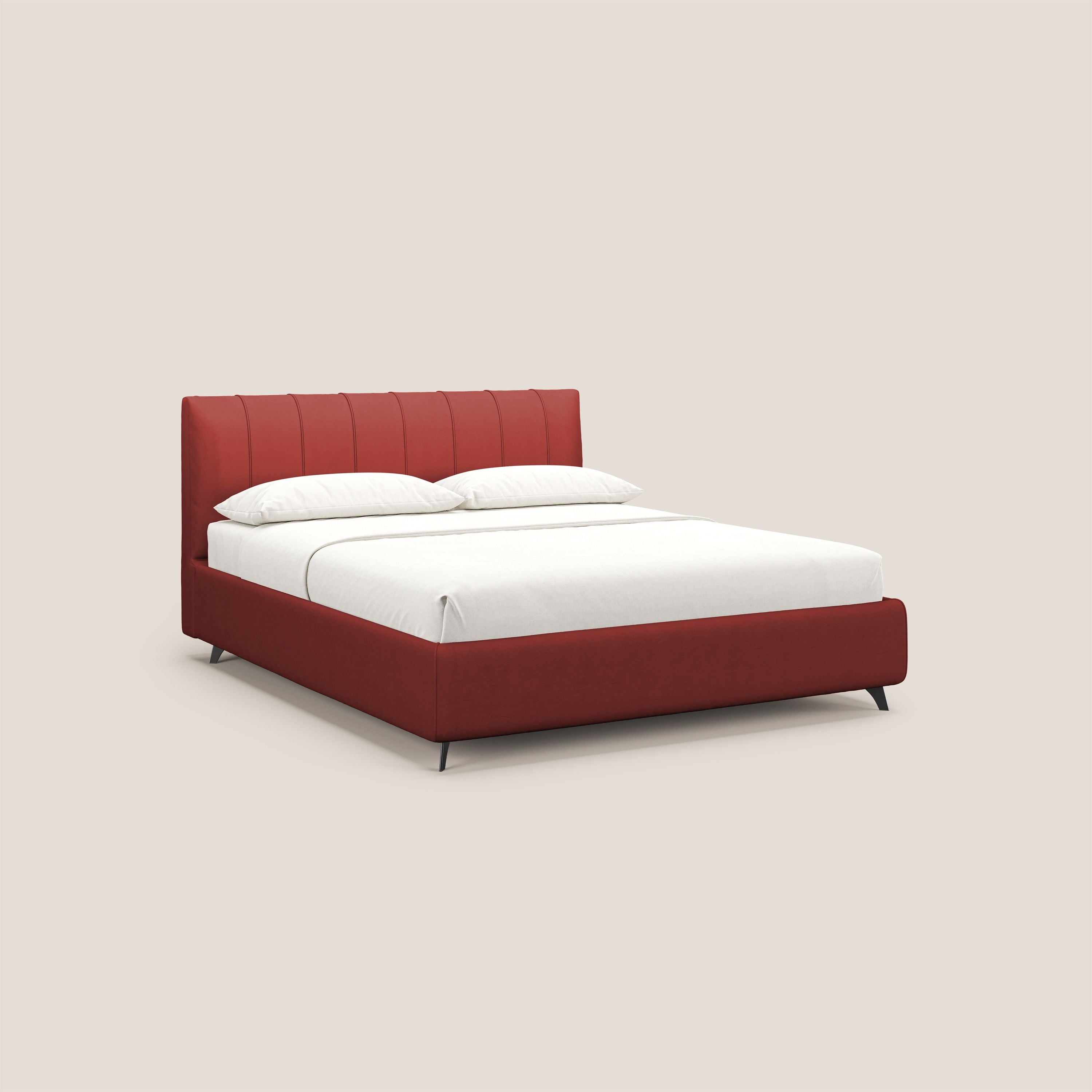 Bogart letto imbottito contenitore completamente sfoderabile in microfibra smacchiabile T11 rosso - divani.store