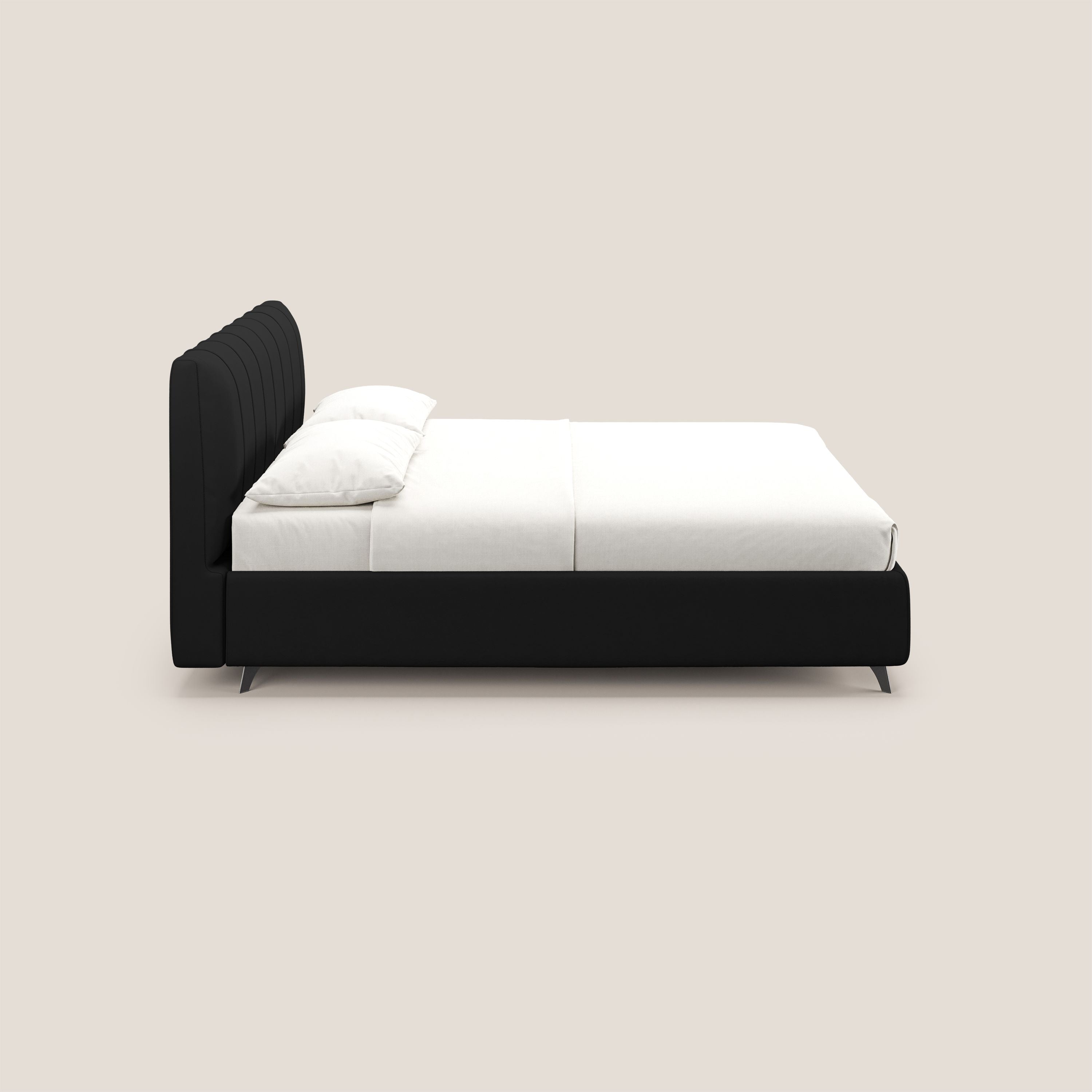 Bogart letto imbottito contenitore completamente sfoderabile in microfibra smacchiabile T11 nero - divani.store