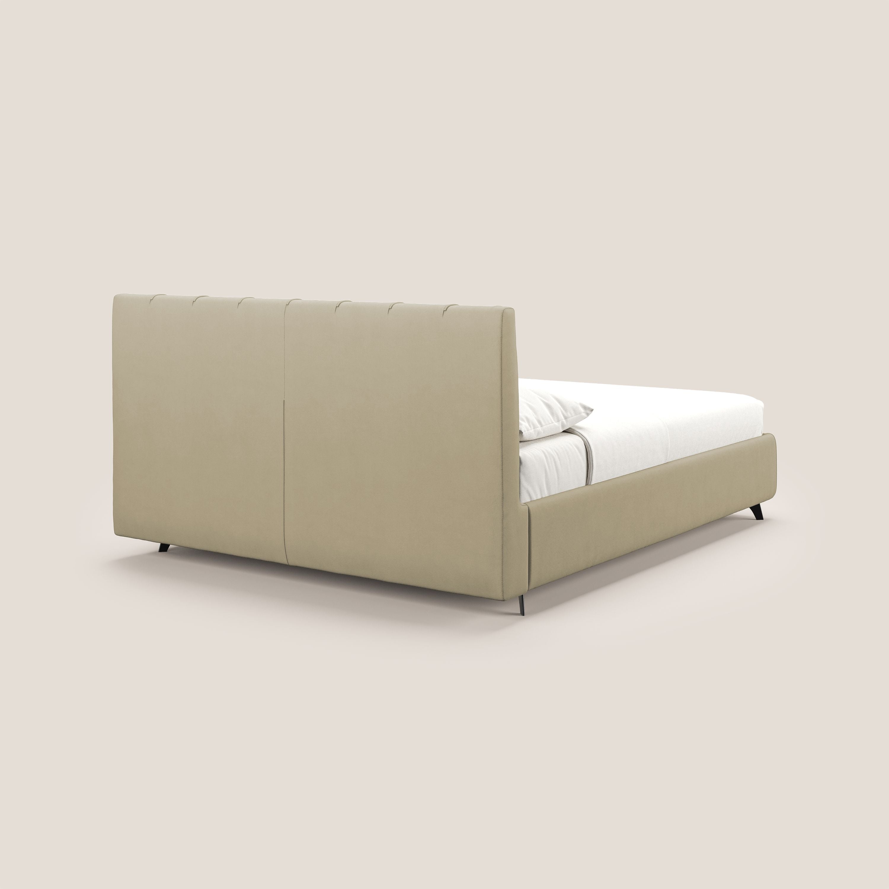 Bogart letto imbottito contenitore completamente sfoderabile in microfibra smacchiabile T11 panna - divani.store