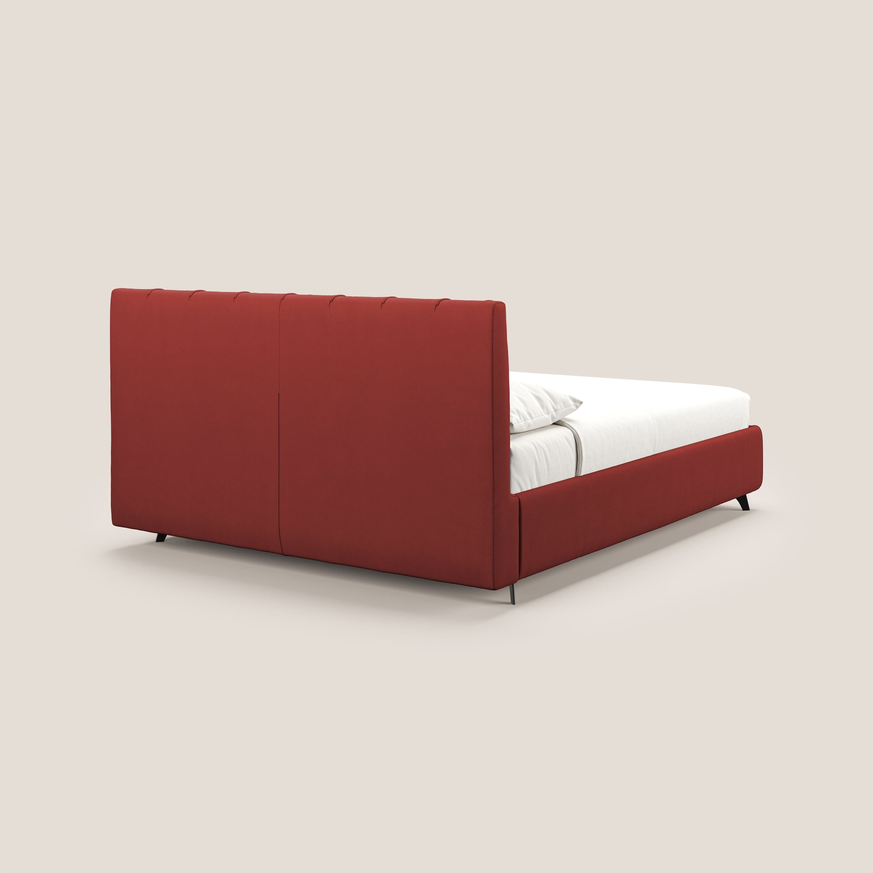 Bogart letto imbottito contenitore completamente sfoderabile in microfibra smacchiabile T11 rosso - divani.store