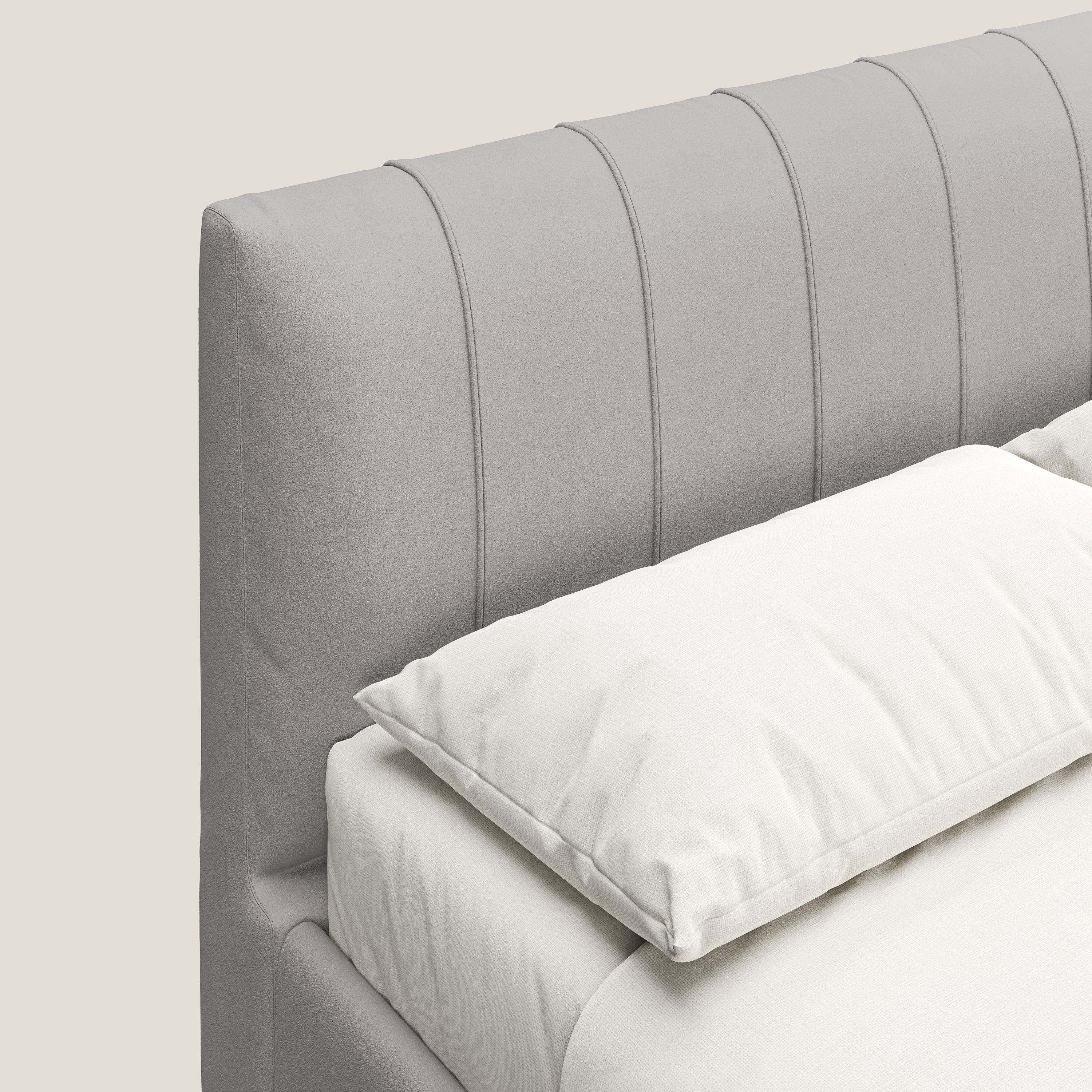 Bogart letto imbottito contenitore completamente sfoderabile in microfibra smacchiabile T11 grigio chiaro - divani.store