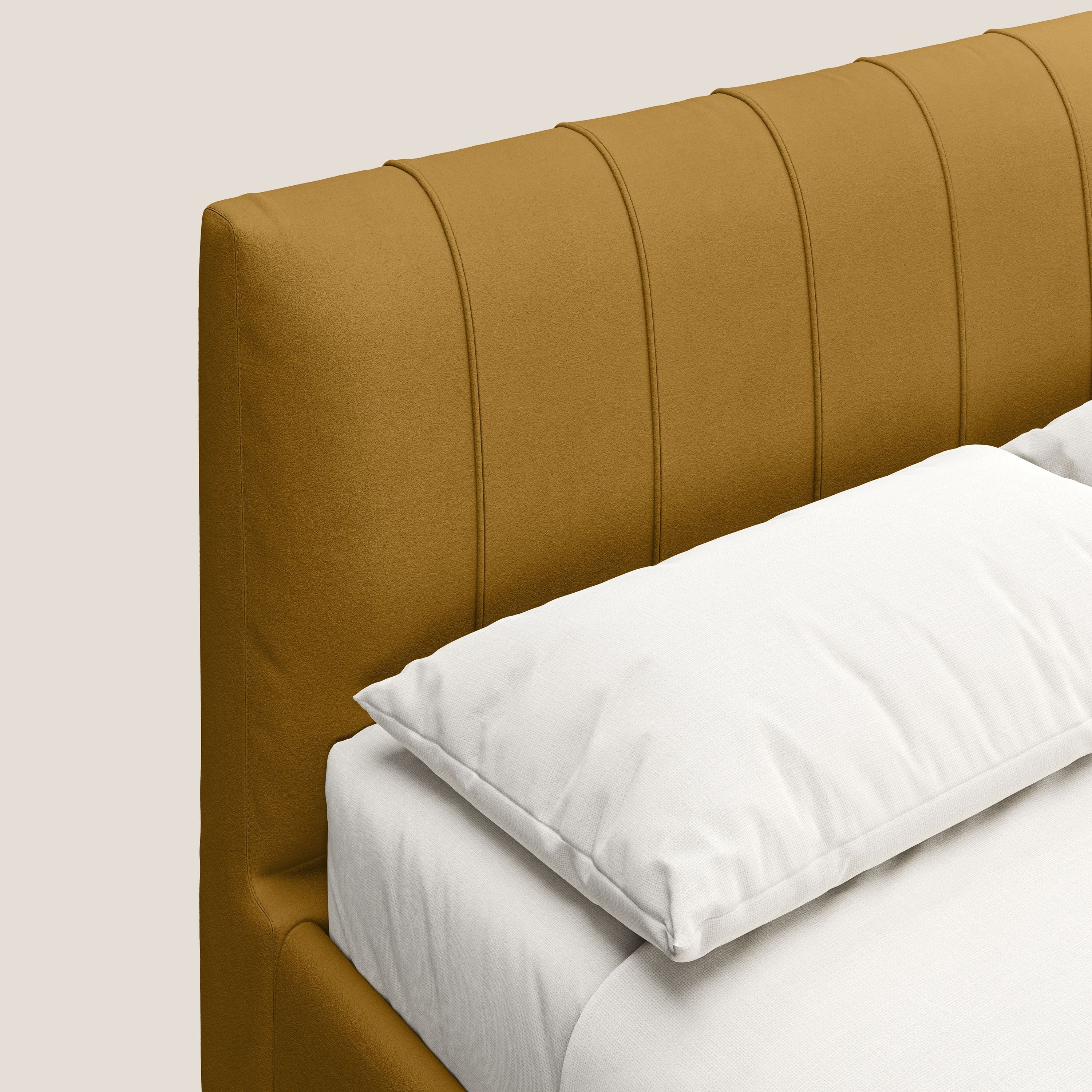 Bogart letto imbottito contenitore completamente sfoderabile in microfibra smacchiabile T11 giallo - divani.store