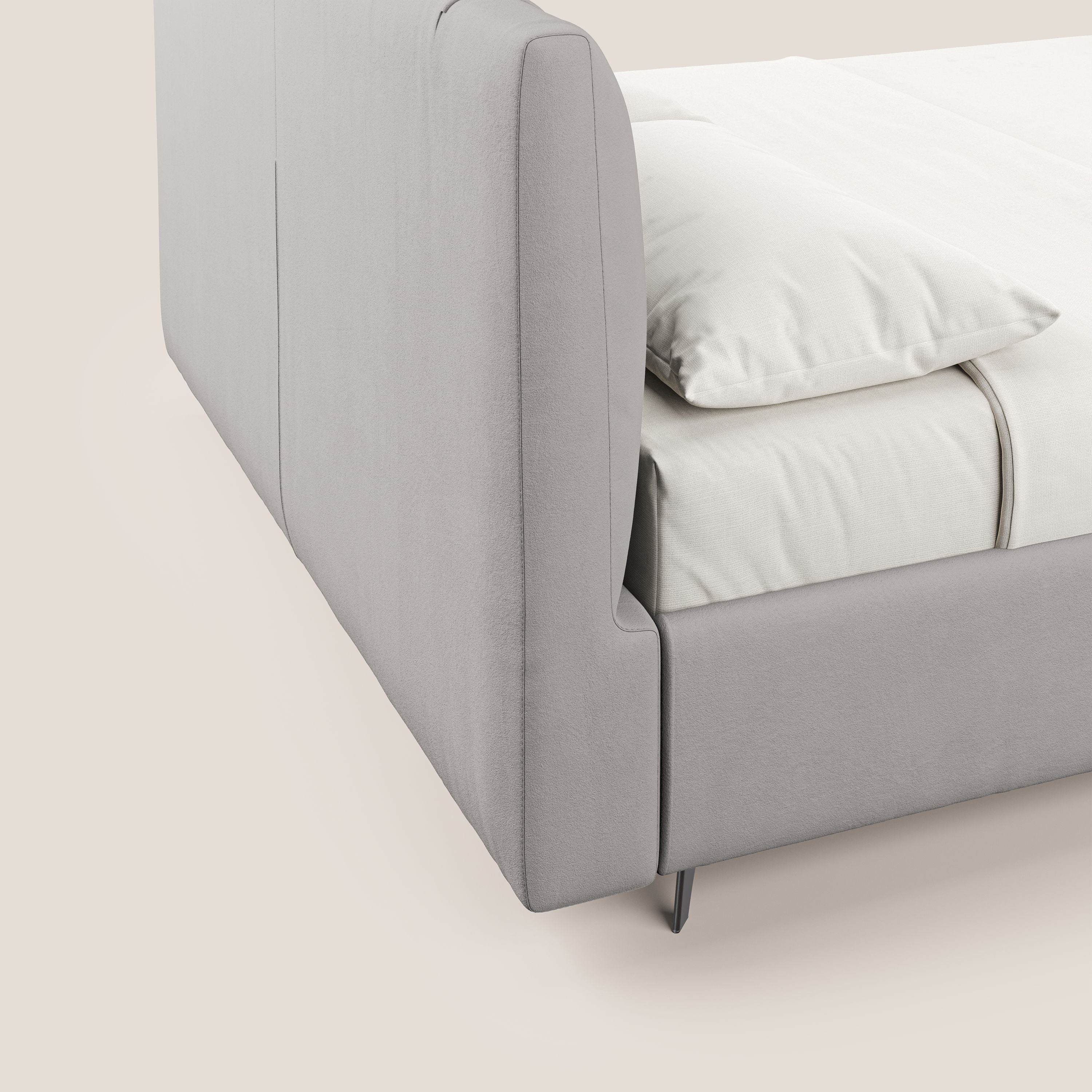 Bogart letto imbottito contenitore completamente sfoderabile in microfibra smacchiabile T11 grigio chiaro - divani.store