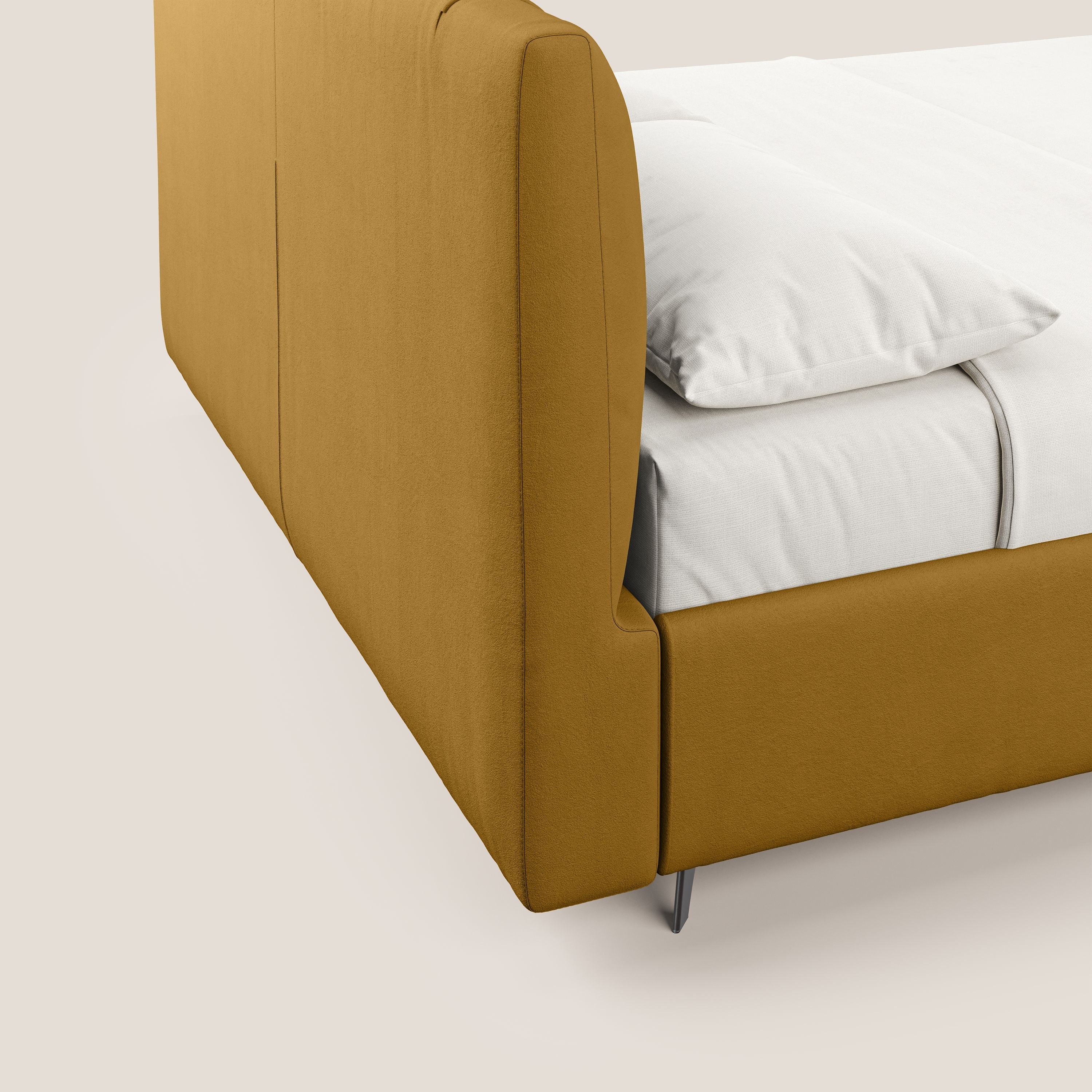Bogart letto imbottito contenitore completamente sfoderabile in microfibra smacchiabile T11 giallo - divani.store