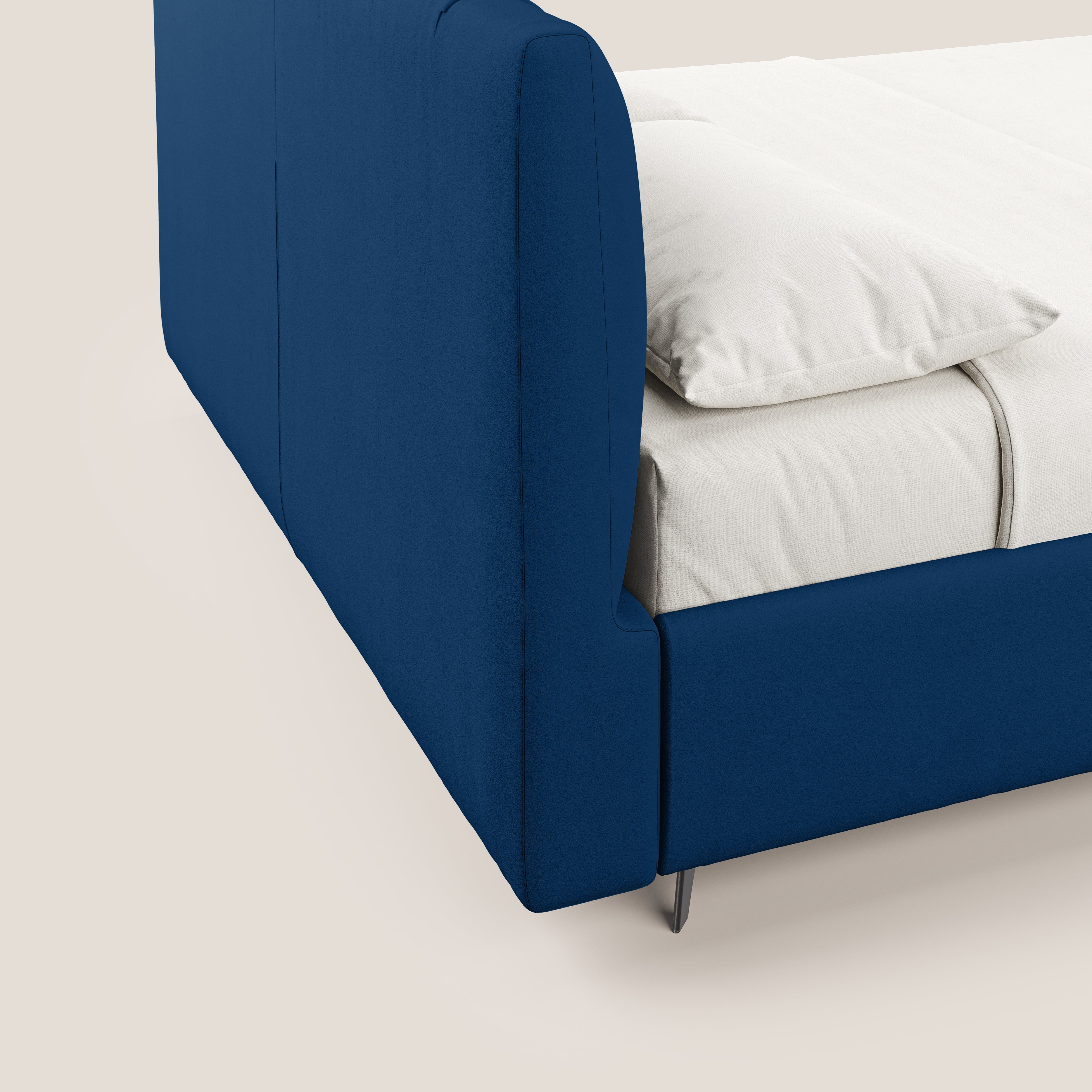 Bogart letto imbottito contenitore completamente sfoderabile in microfibra smacchiabile T11 blu - divani.store
