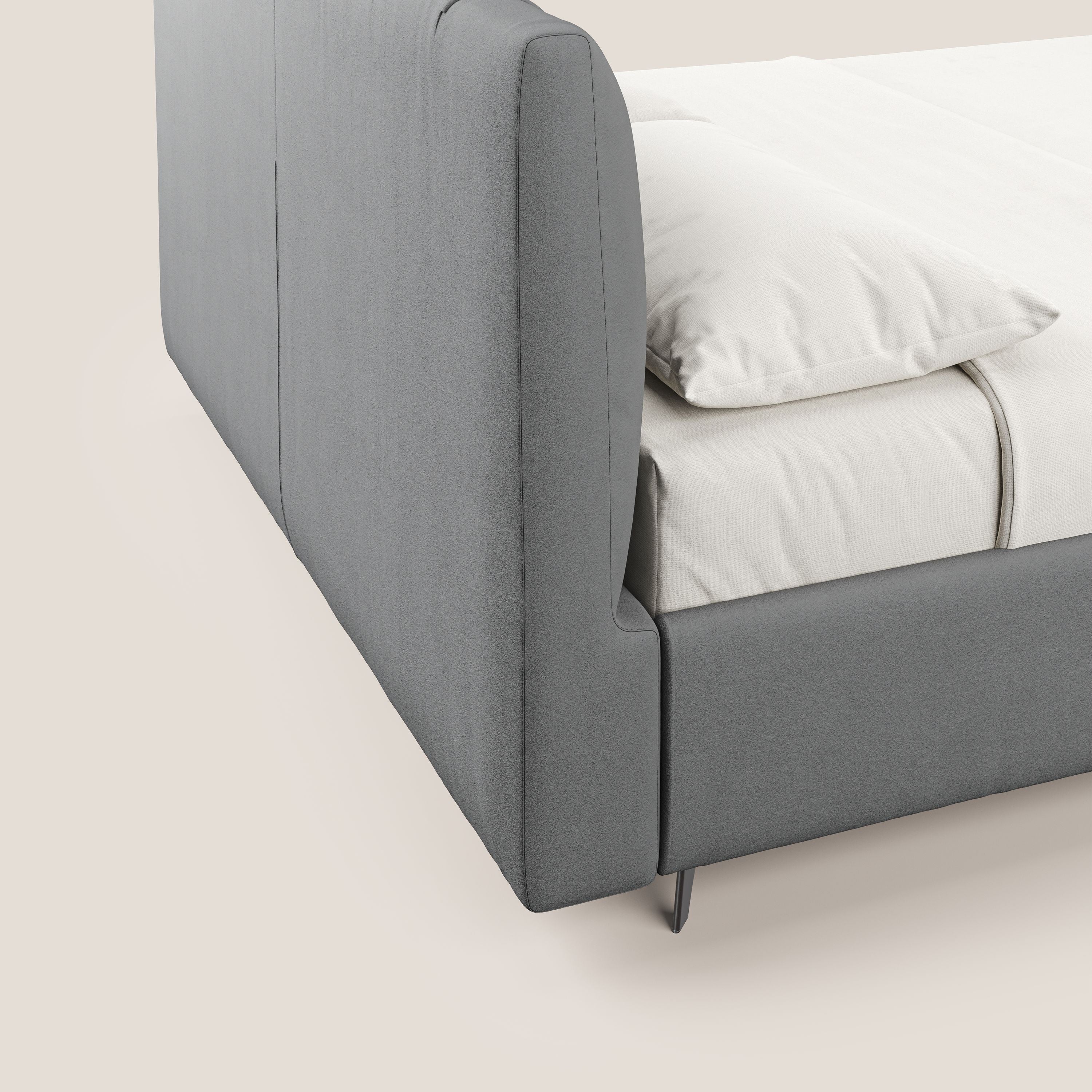 Bogart letto imbottito contenitore completamente sfoderabile in microfibra smacchiabile T11 grigio - divani.store