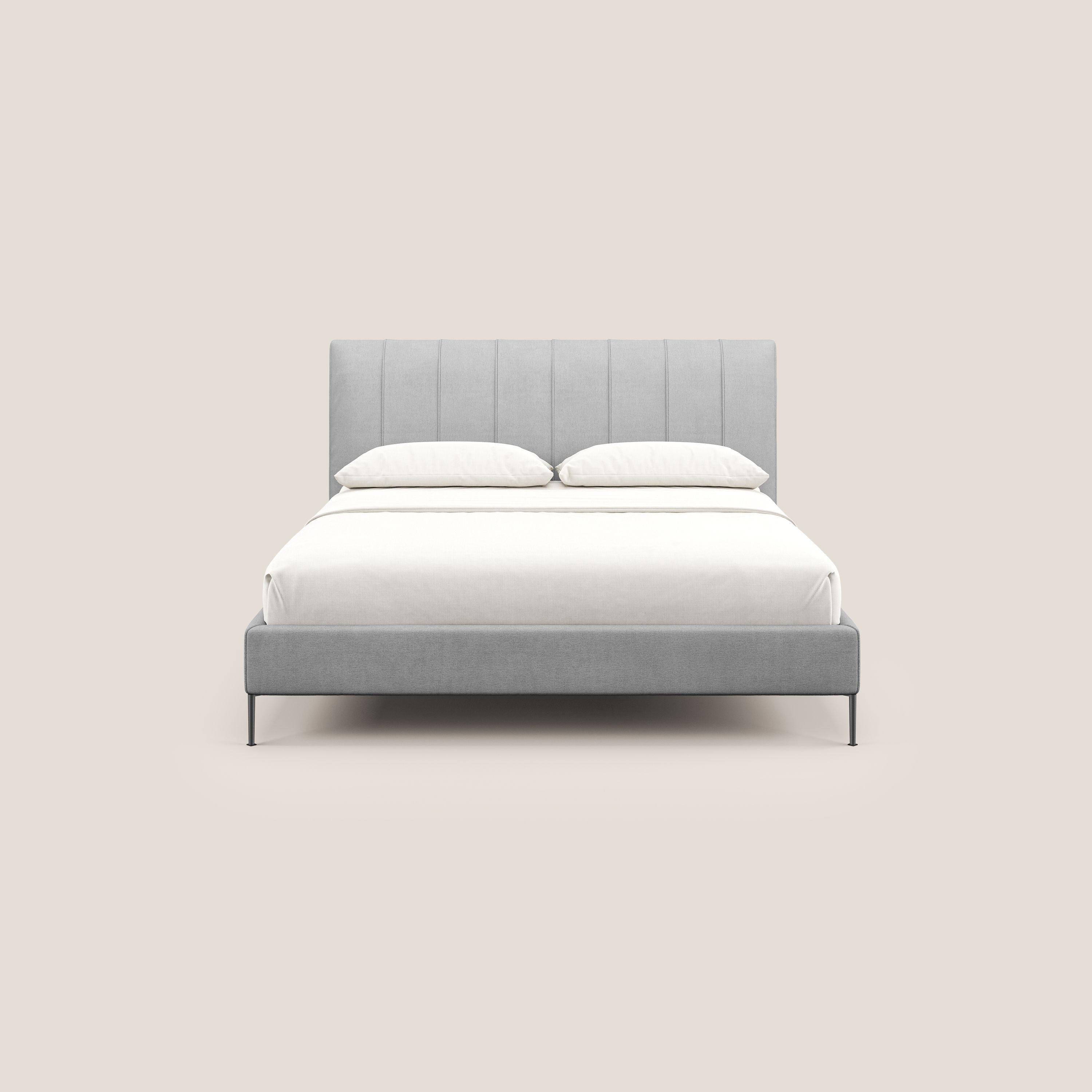 Calliope letto imbottito piedini alti completamente sfoderabile in tessuto smacchiabile T17 grigio - divani.store