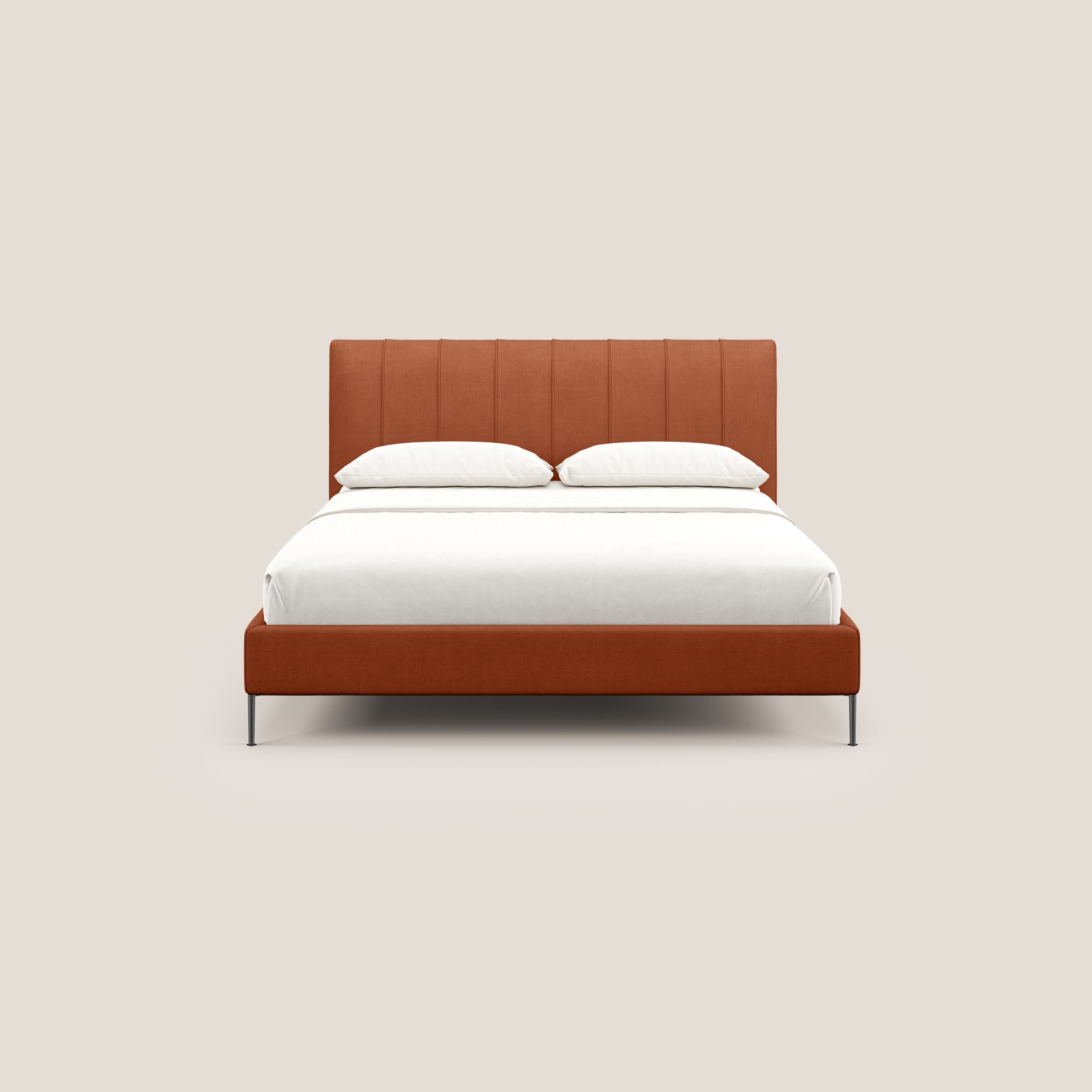 Calliope letto imbottito piedini alti completamente sfoderabile in tessuto smacchiabile T17 arancio - divani.store
