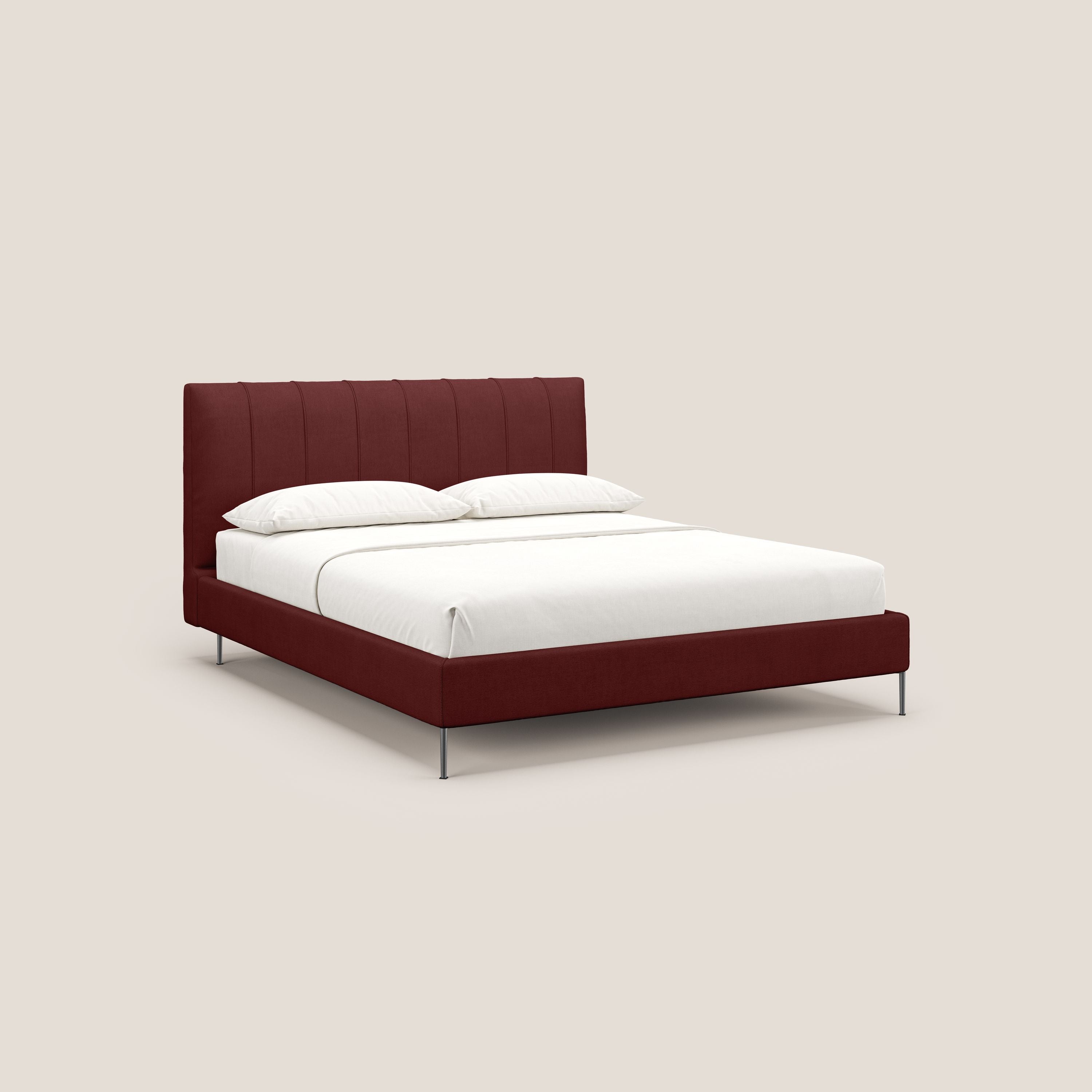 Calliope letto imbottito piedini alti completamente sfoderabile in tessuto smacchiabile T17 rosso - divani.store