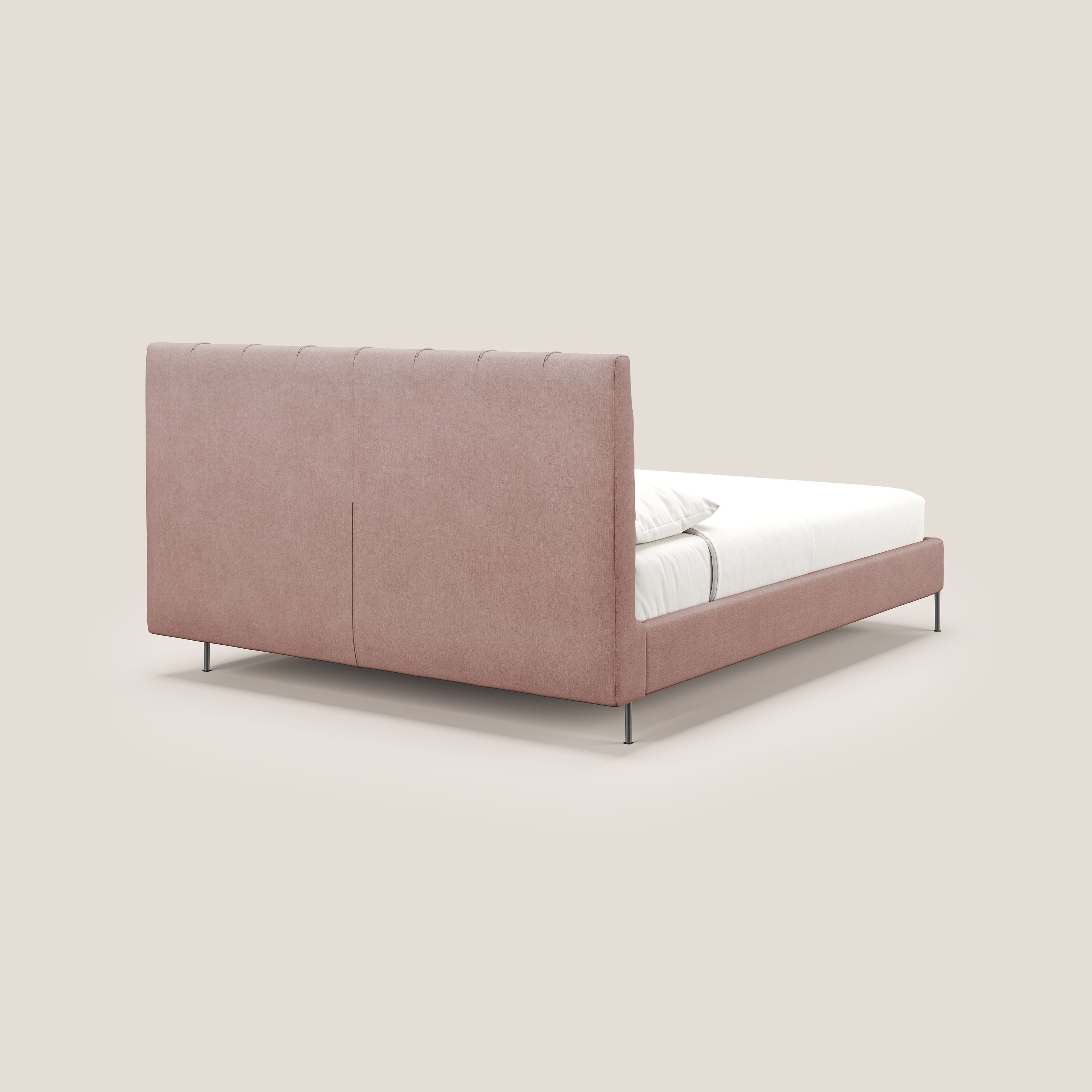 Calliope letto imbottito piedini alti completamente sfoderabile in tessuto smacchiabile T17 rosa - divani.store