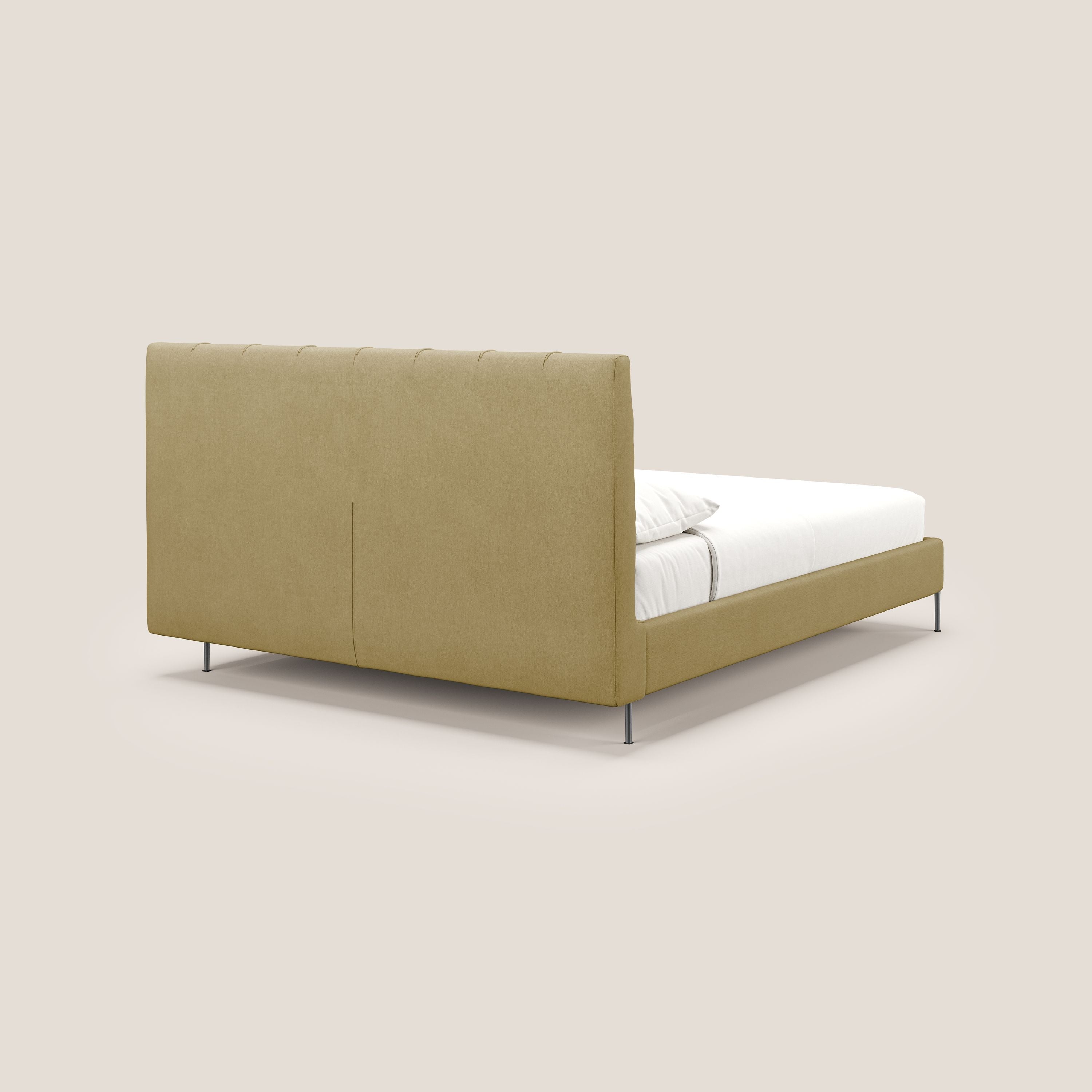 Calliope letto imbottito piedini alti completamente sfoderabile in tessuto smacchiabile T17 giallo - divani.store