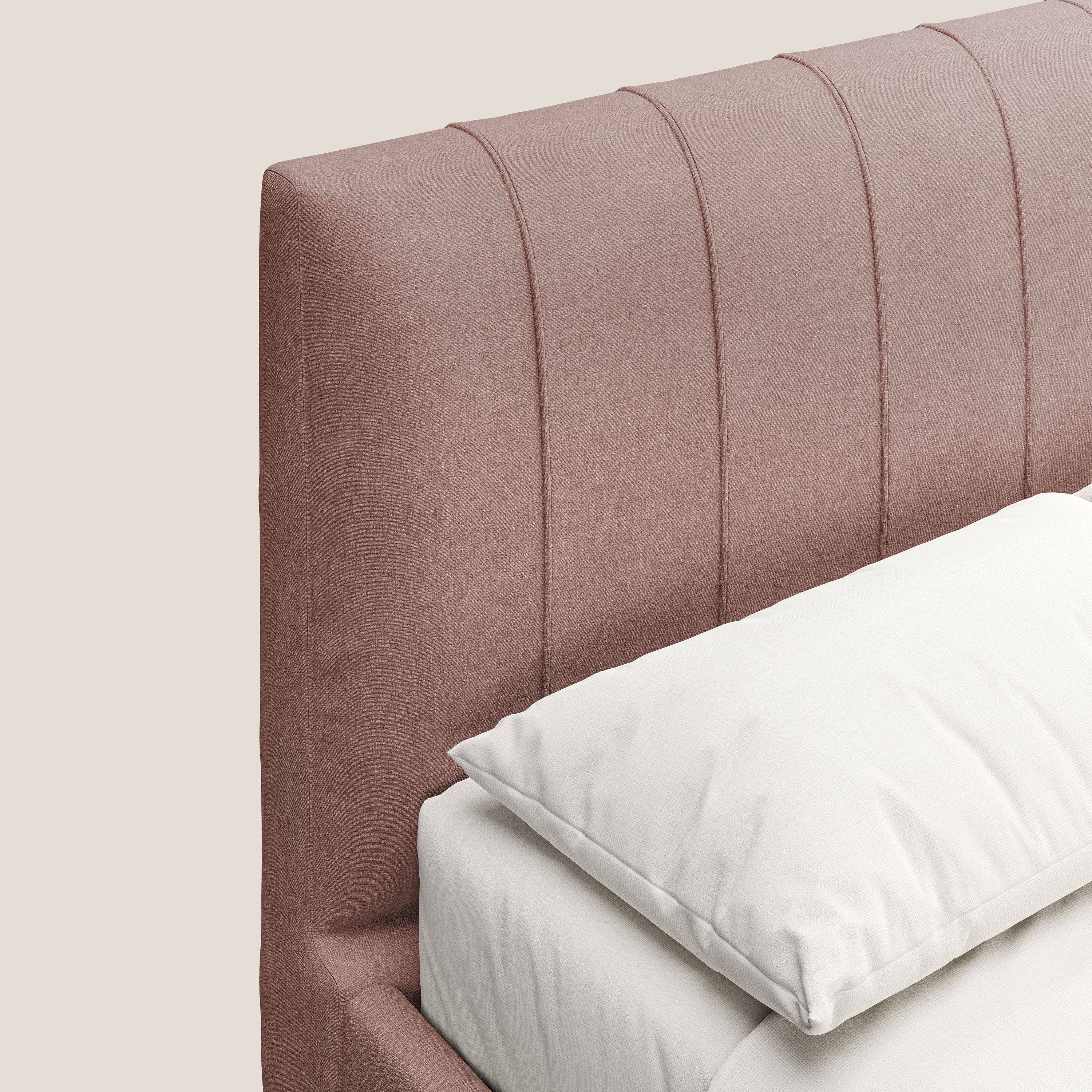 Calliope letto imbottito piedini alti completamente sfoderabile in tessuto smacchiabile T17 rosa - divani.store