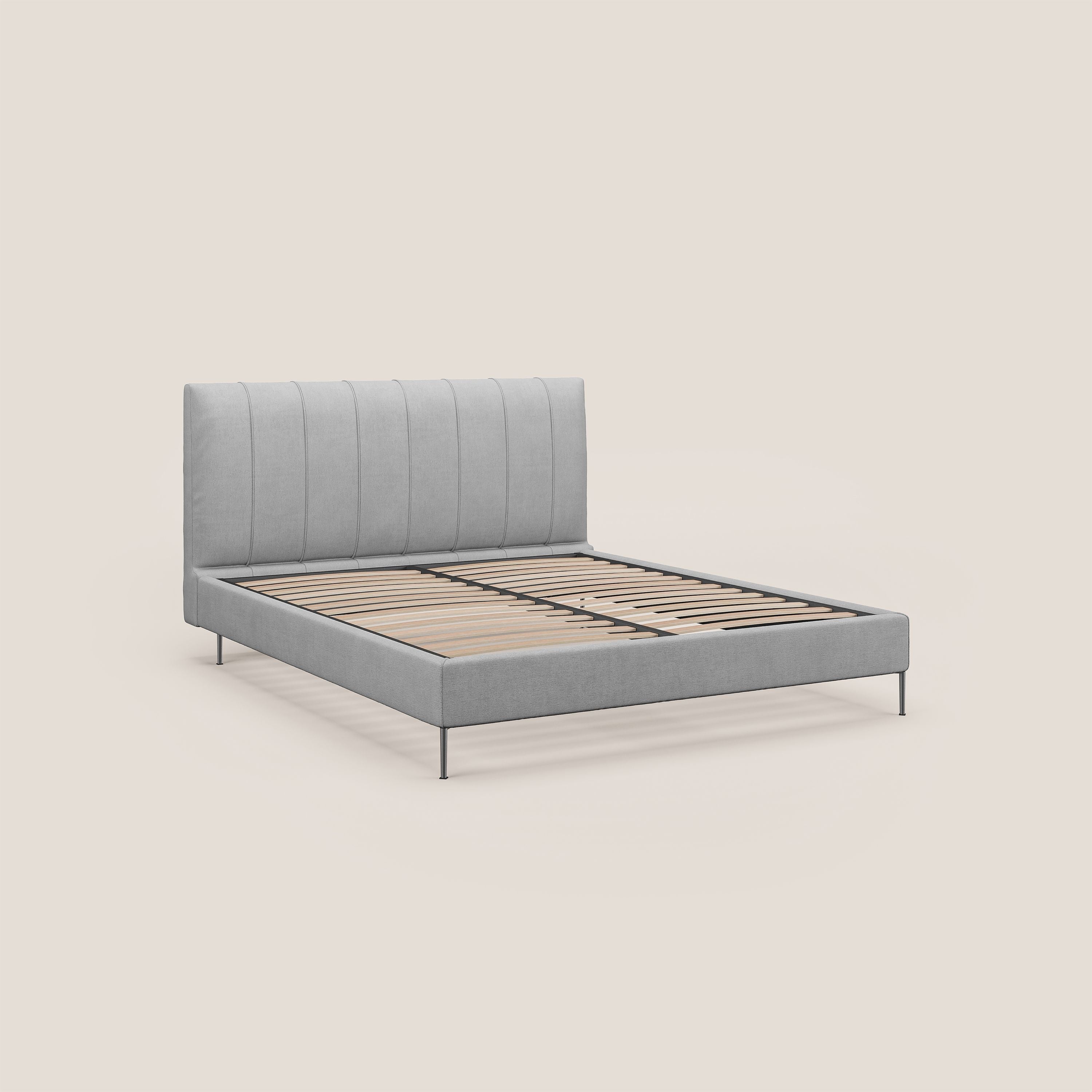 Calliope letto imbottito piedini alti completamente sfoderabile in tessuto smacchiabile T17 grigio - divani.store