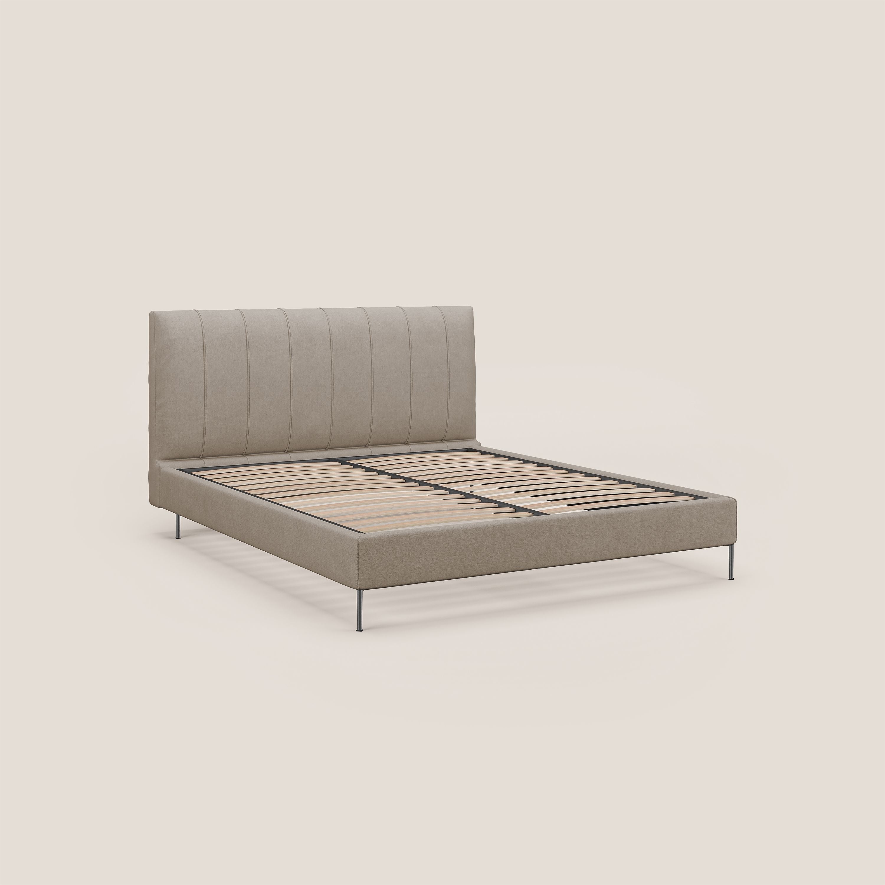 Calliope letto imbottito piedini alti completamente sfoderabile in tessuto smacchiabile T17 beige - divani.store