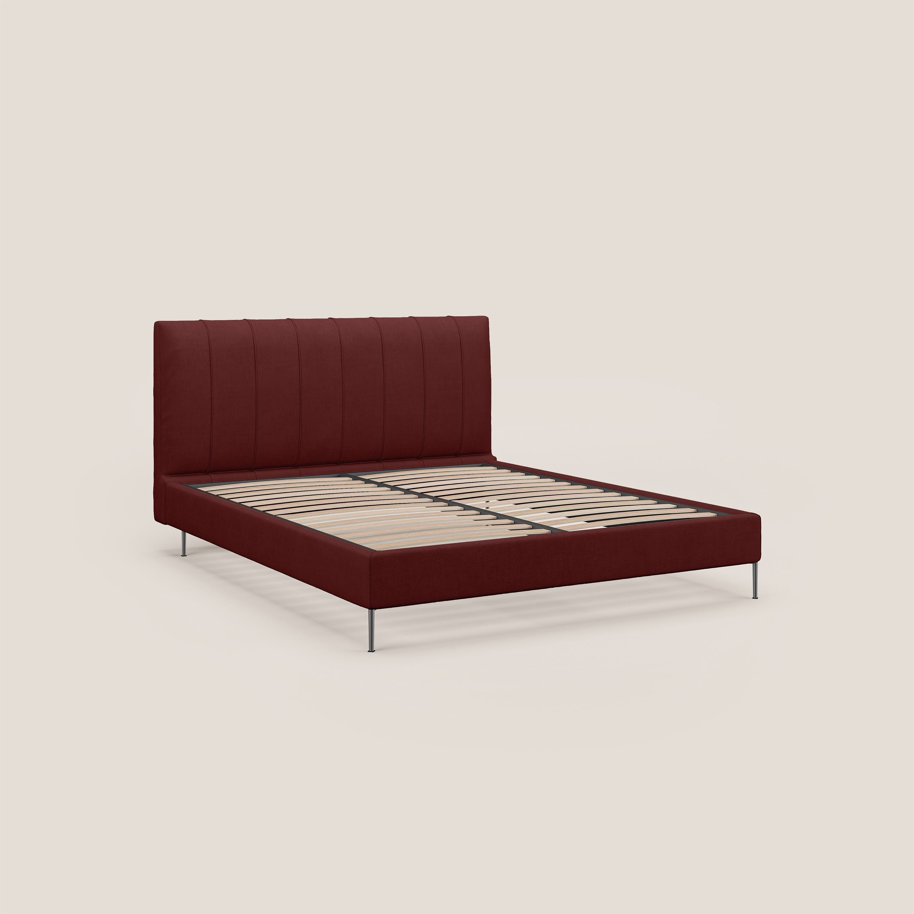 Calliope letto imbottito piedini alti completamente sfoderabile in tessuto smacchiabile T17 rosso - divani.store