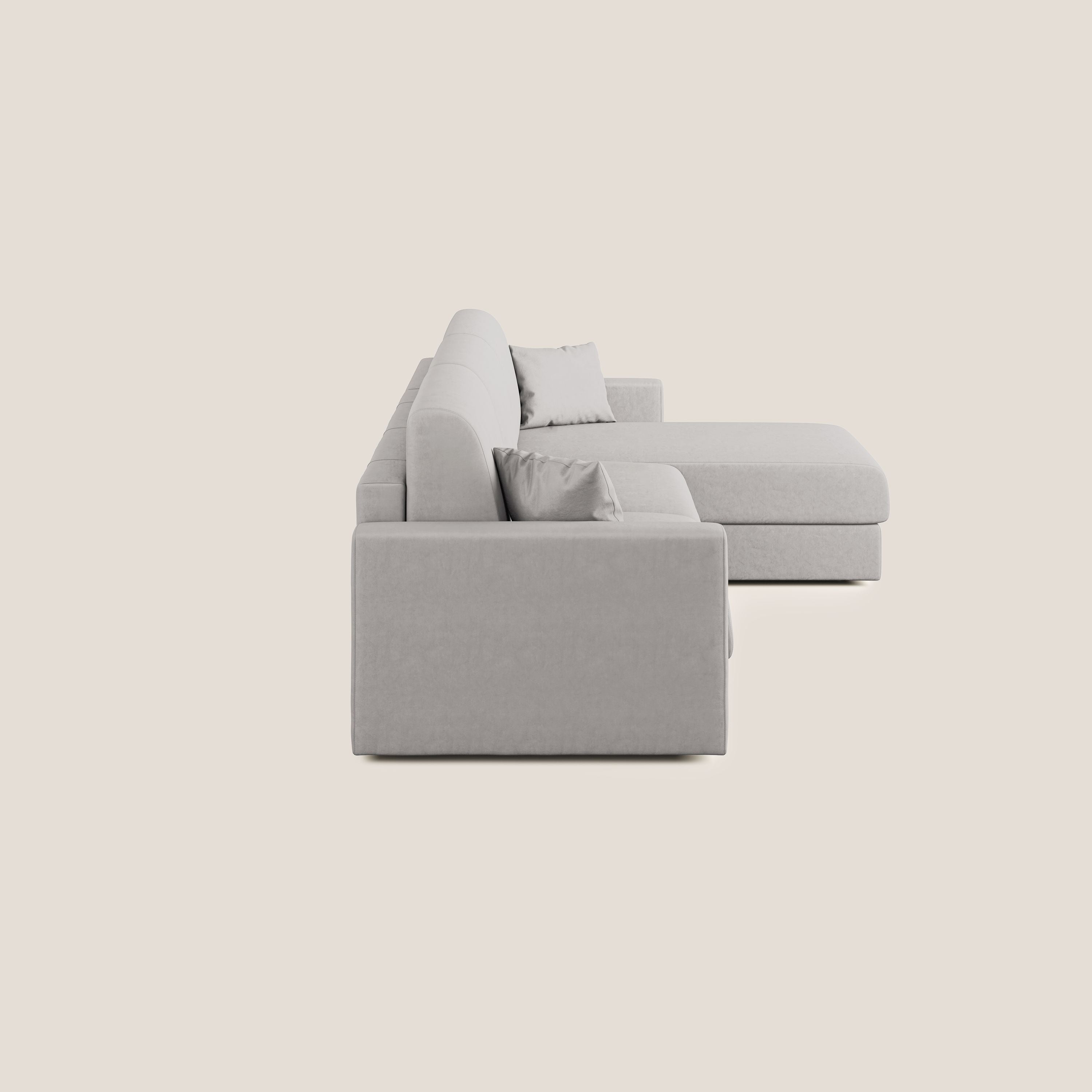 Chris Divano letto angolare con penisola in microfibra smacchiabile T11 grigio chiaro - divani.store