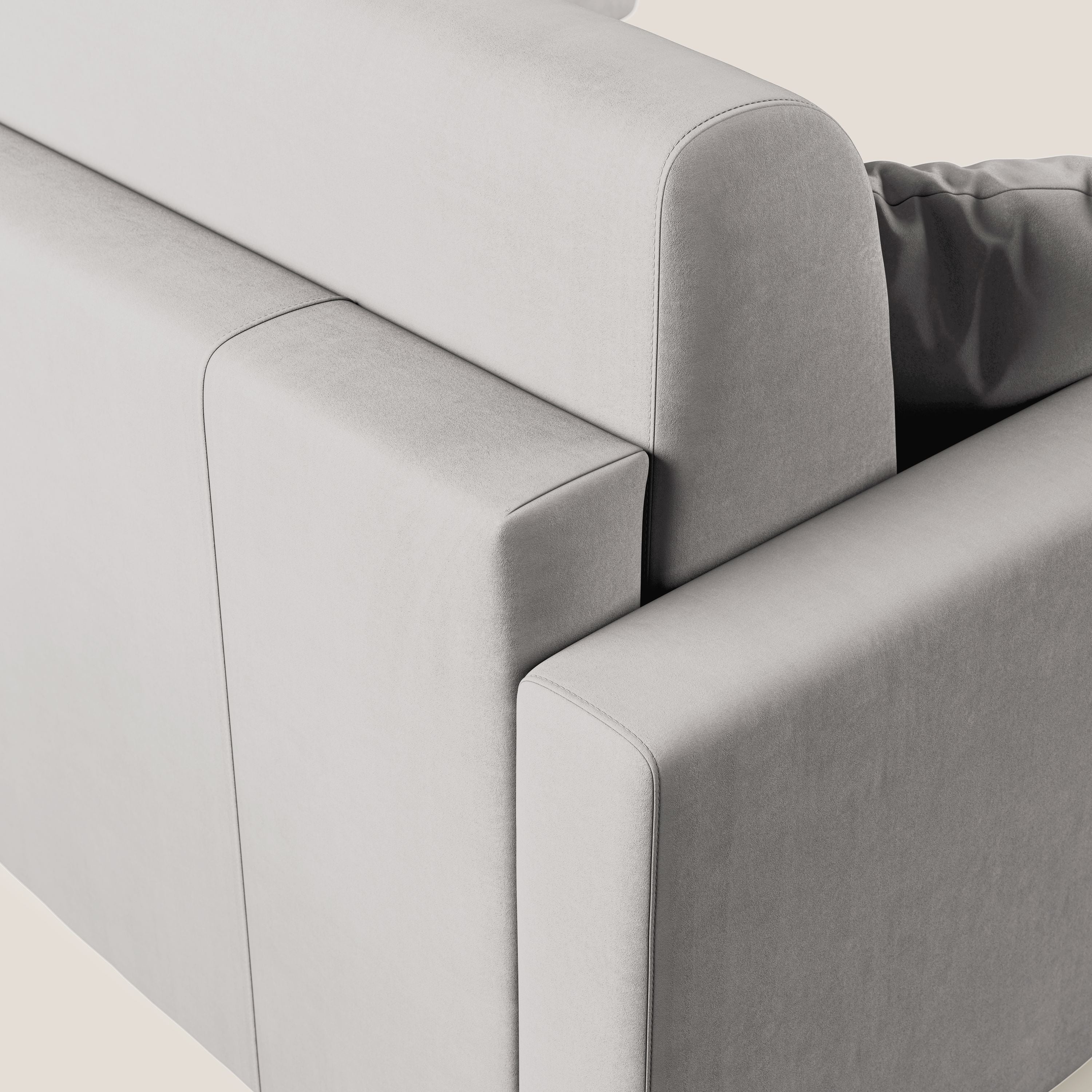 Chris Divano letto angolare con penisola in microfibra smacchiabile T11 grigio chiaro - divani.store