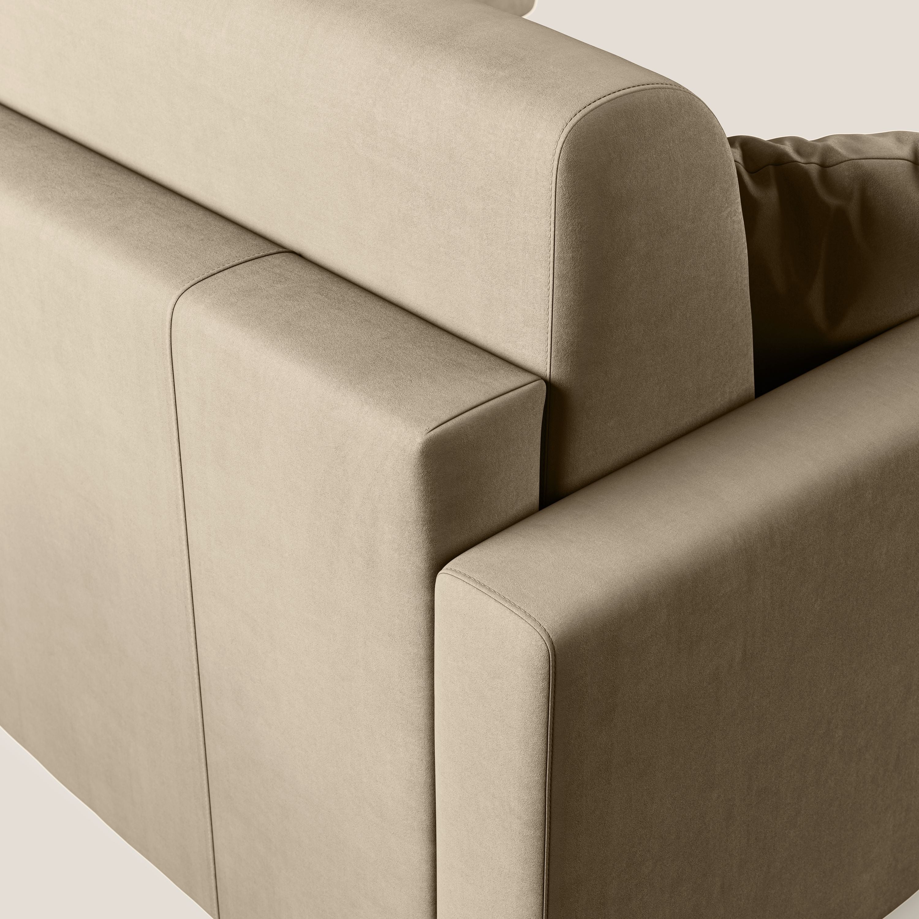 Chris Divano letto angolare con penisola in microfibra smacchiabile T11 tortora - divani.store