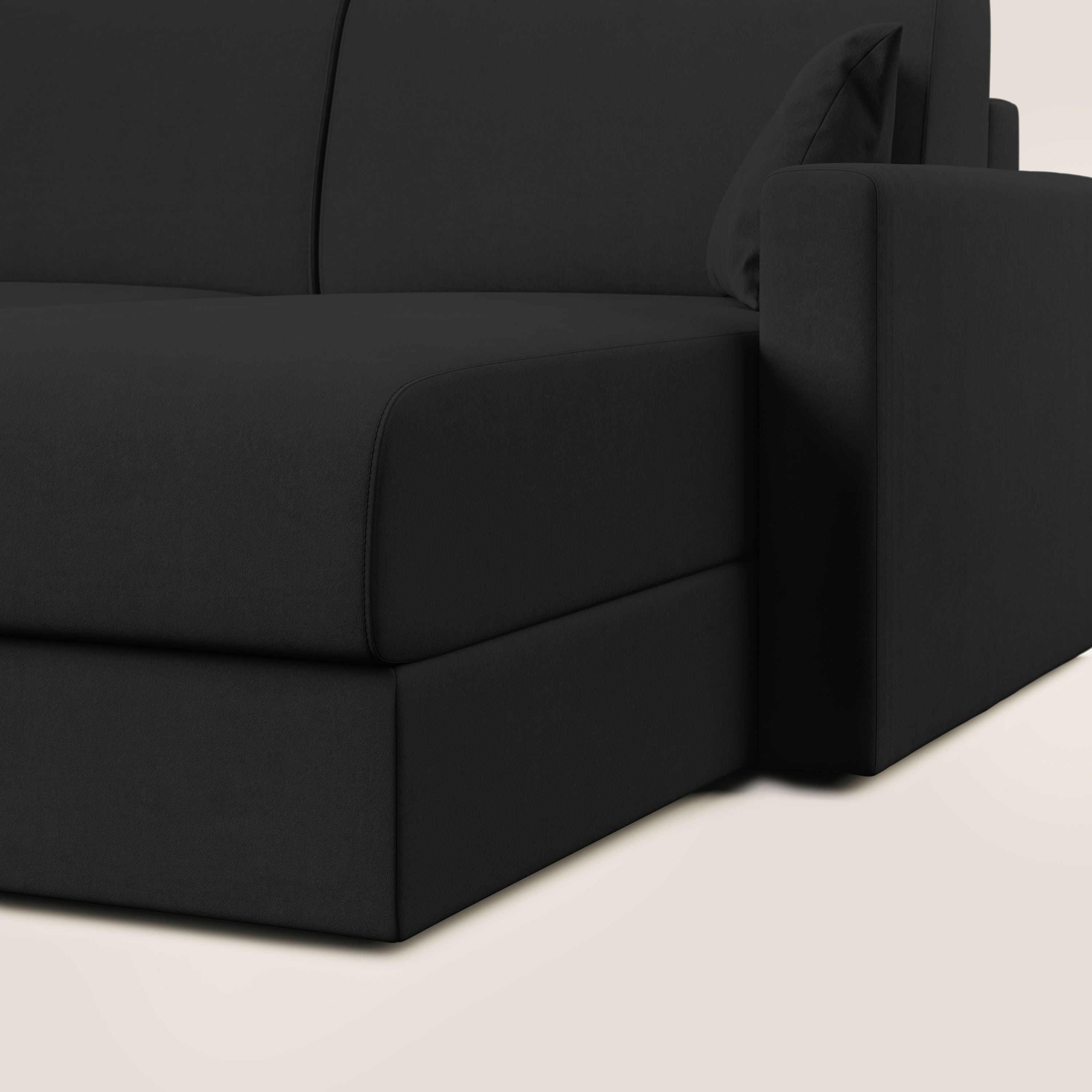 Chris Divano letto angolare con penisola in microfibra smacchiabile T11 nero - divani.store