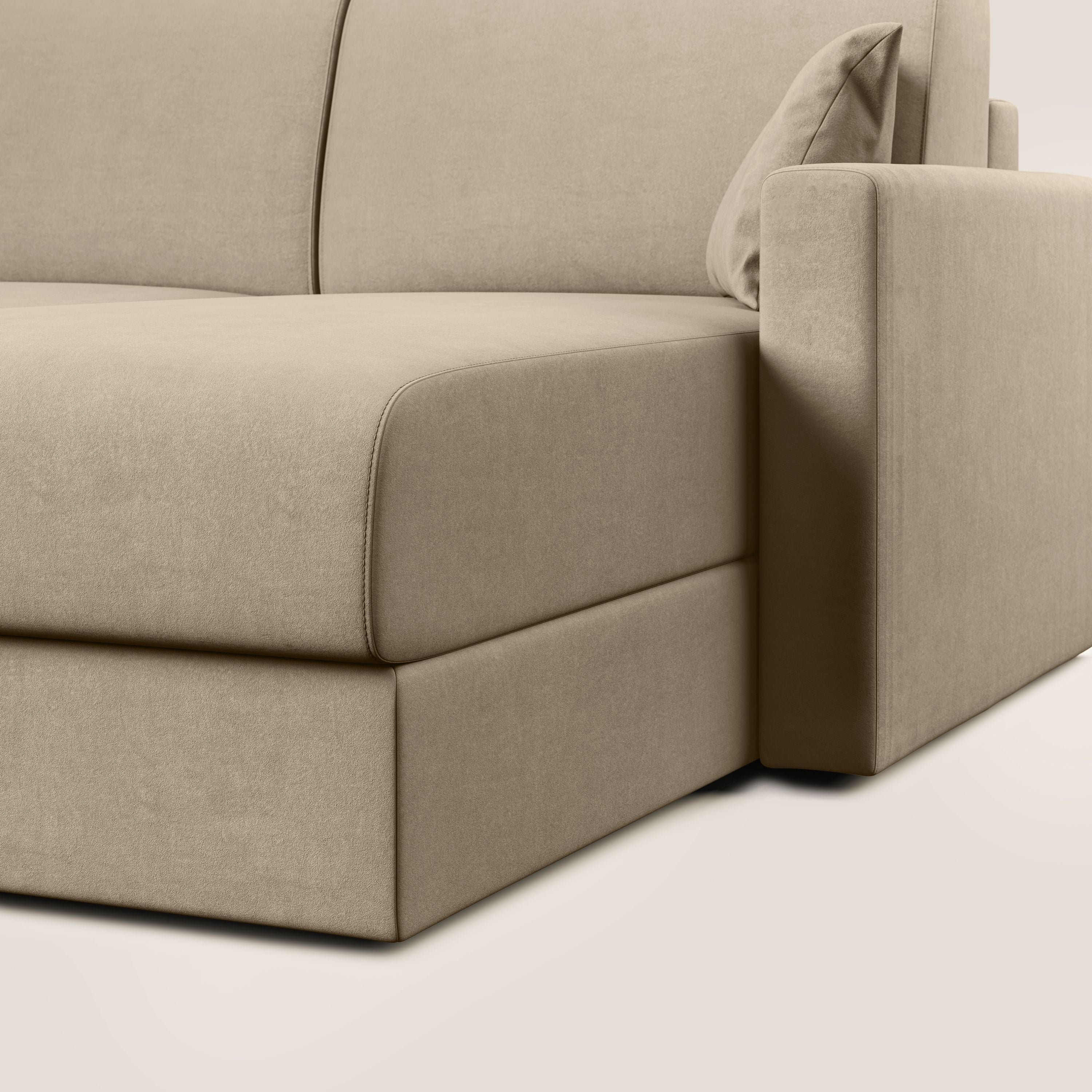 Chris Divano letto angolare con penisola in microfibra smacchiabile T11 tortora - divani.store