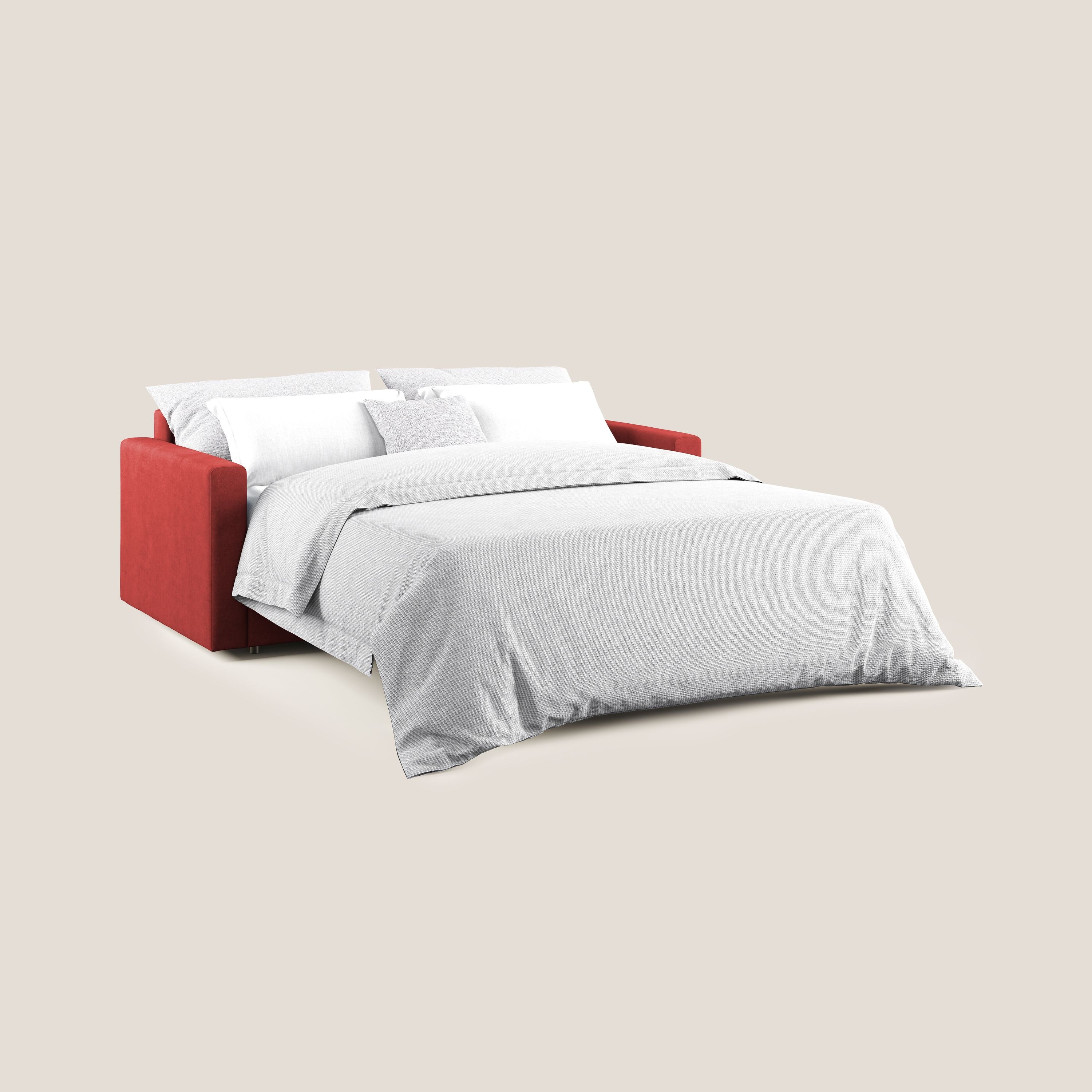 Chris Divano letto in microfibra smacchiabile T11 rosso - divani.store