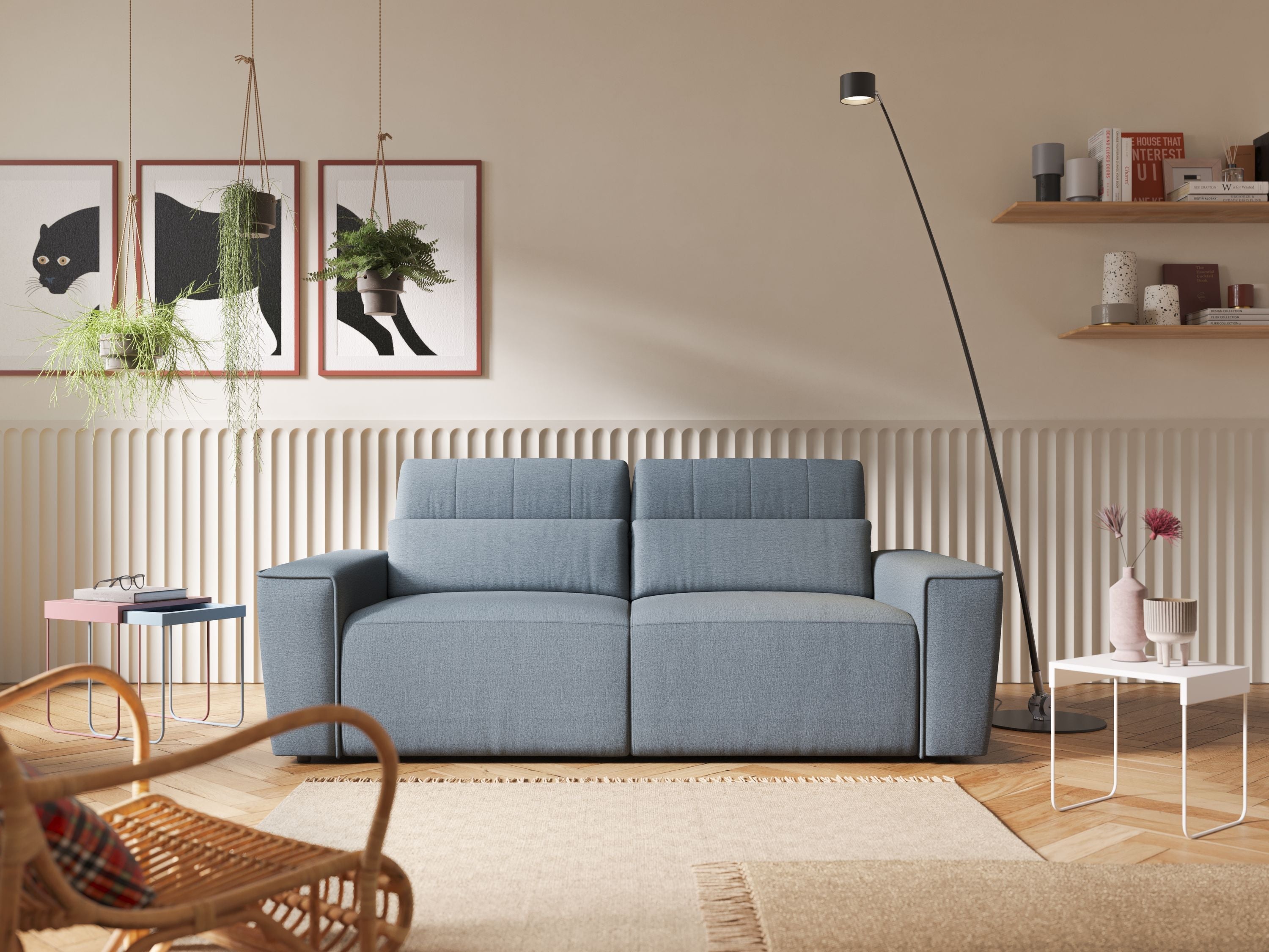 Clark Divano modulare con opzione relax elettrico in tessuto smacchiabile impermeabile T17 grigio - divani.store