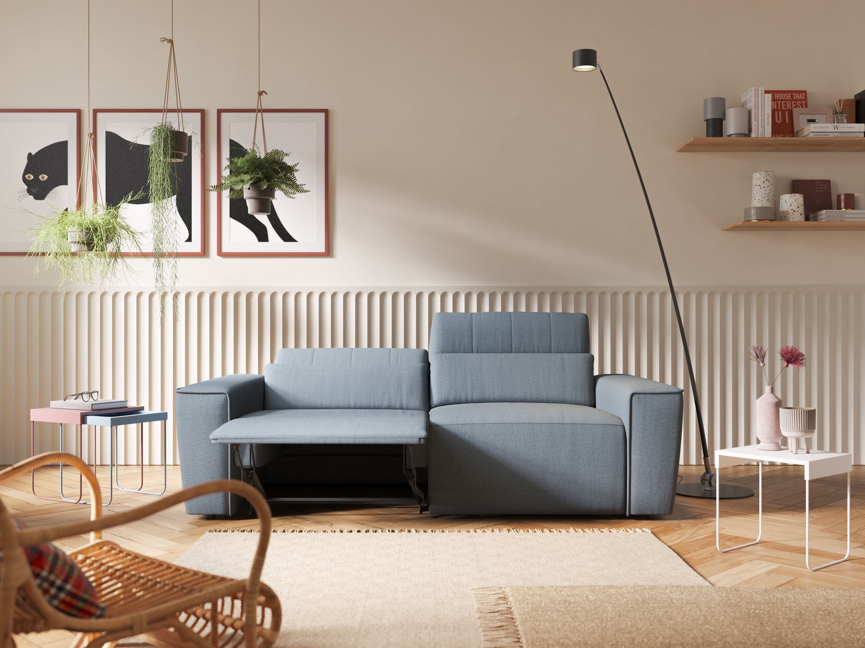 Clark Divano modulare con opzione relax elettrico in tessuto smacchiabile impermeabile T17 grigio - divani.store