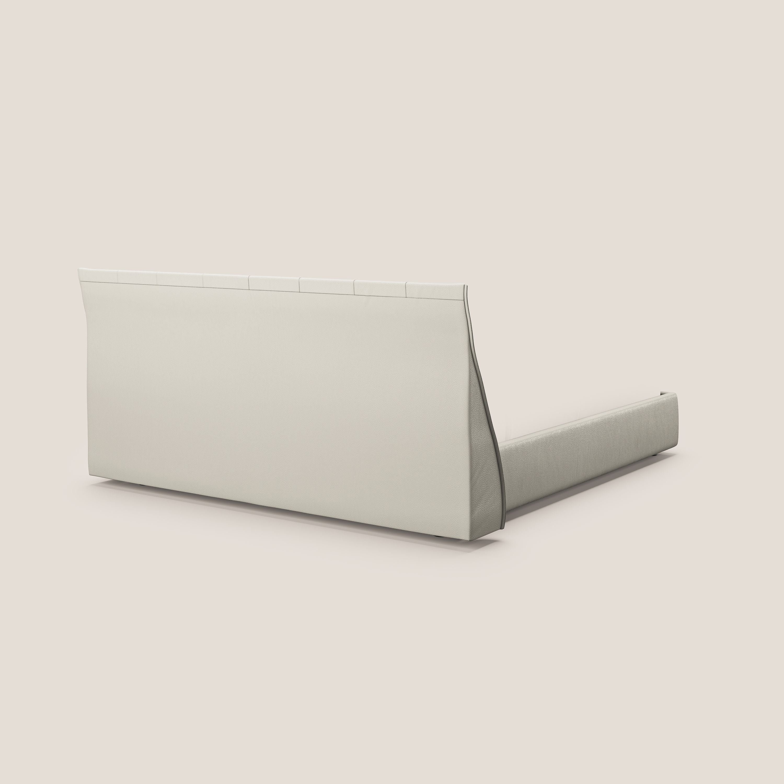 Clizia letto imbottito di design con vano contenitore in ecopelle impermeabile T04 bianco - divani.store