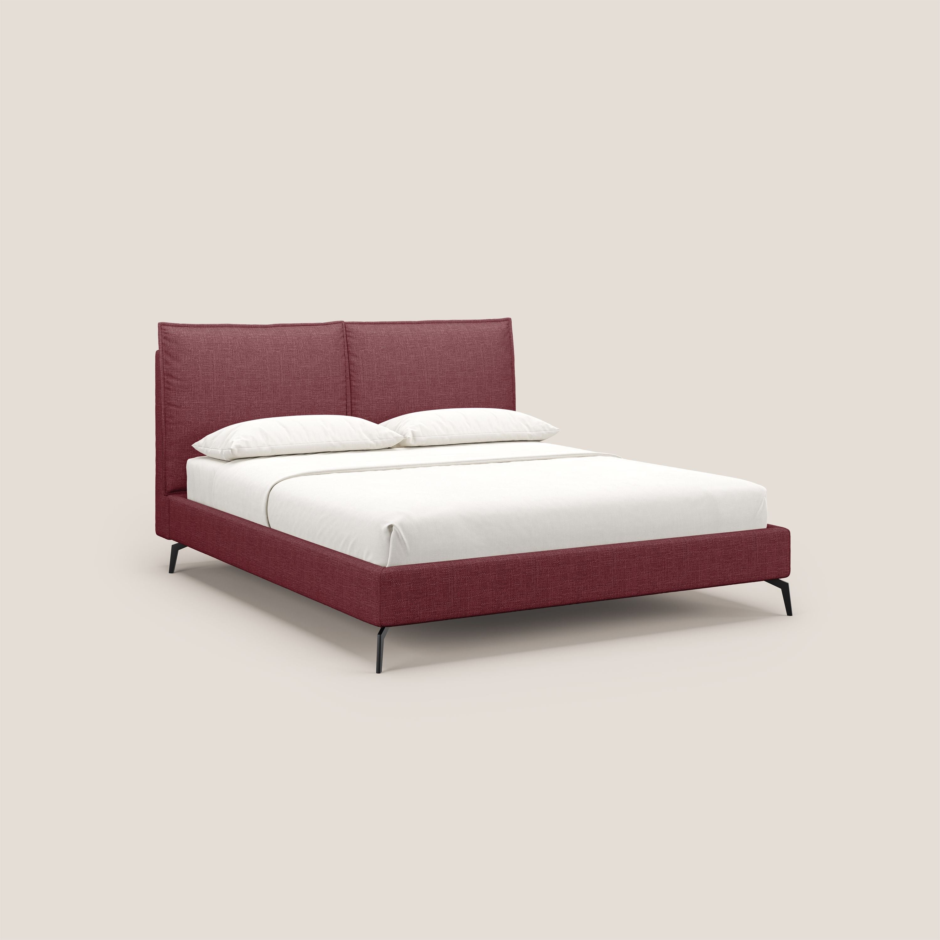 Cloe letto imbottito con piedi in metallo sfoderabile in tessuto fiammato impermeabile T06 rosso - divani.store