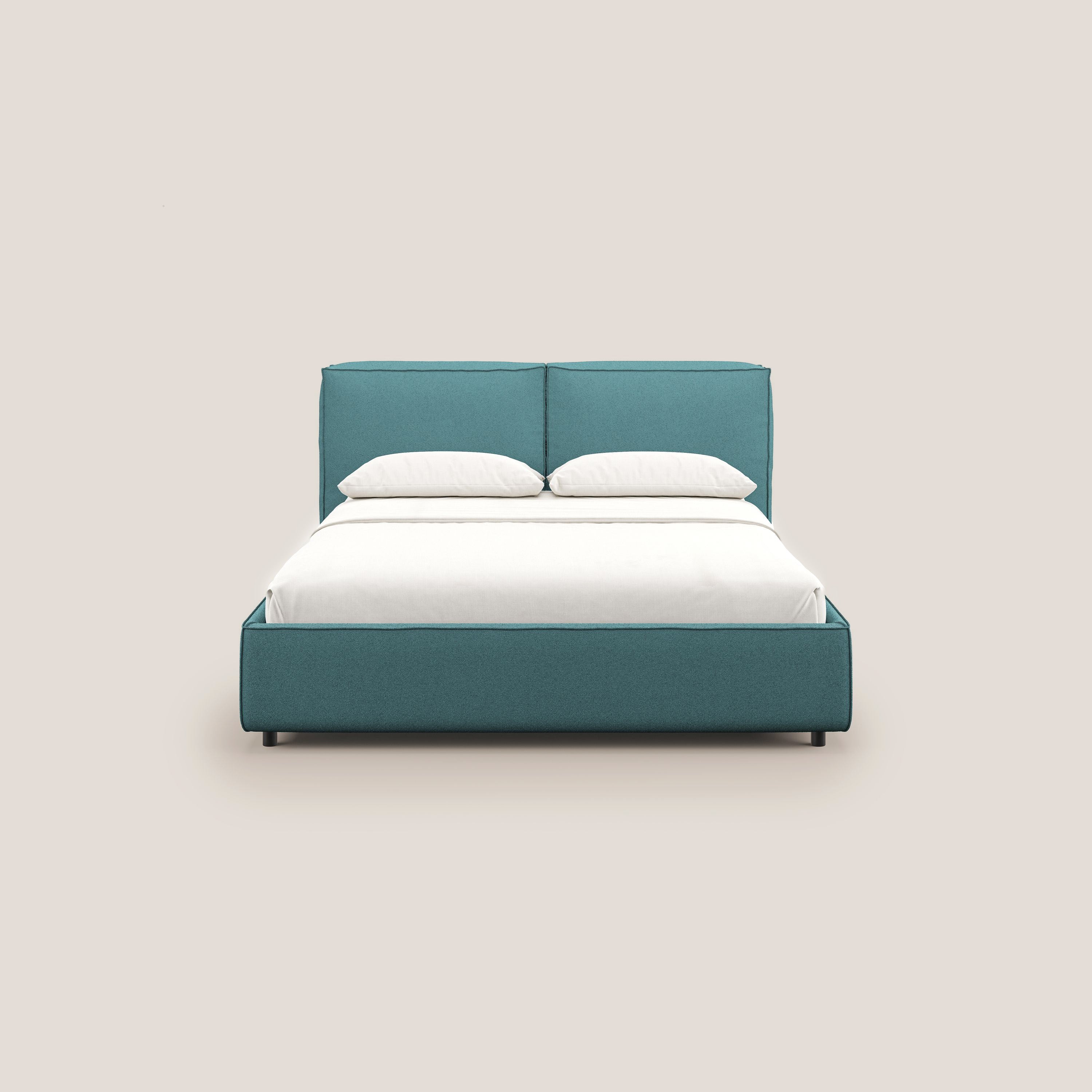 Cocoon letto imbottito contenitore sfoderabile in bouclet impermeabile T07 azzurro - divani.store