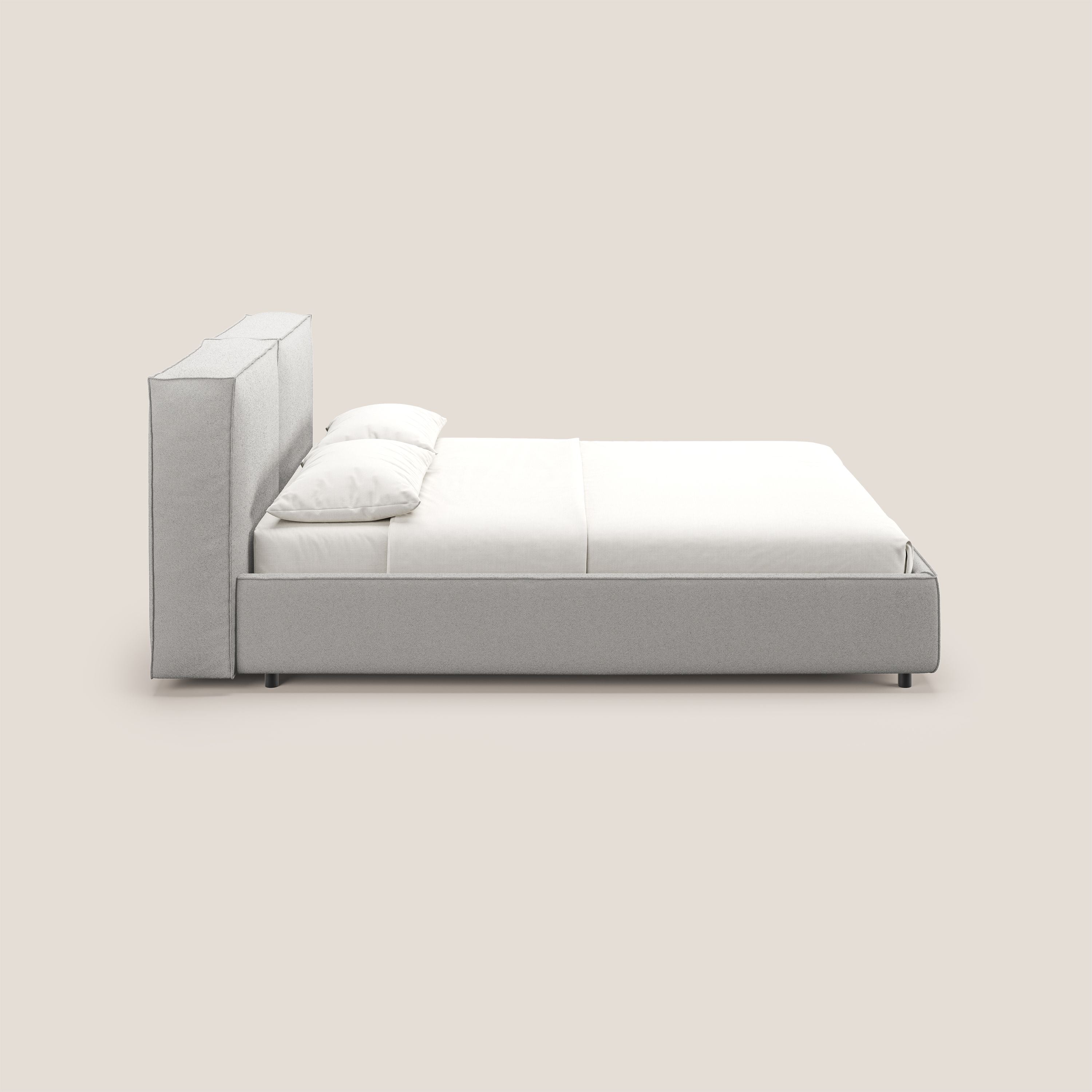 Cocoon letto imbottito contenitore sfoderabile in bouclet impermeabile T07 grigio - divani.store