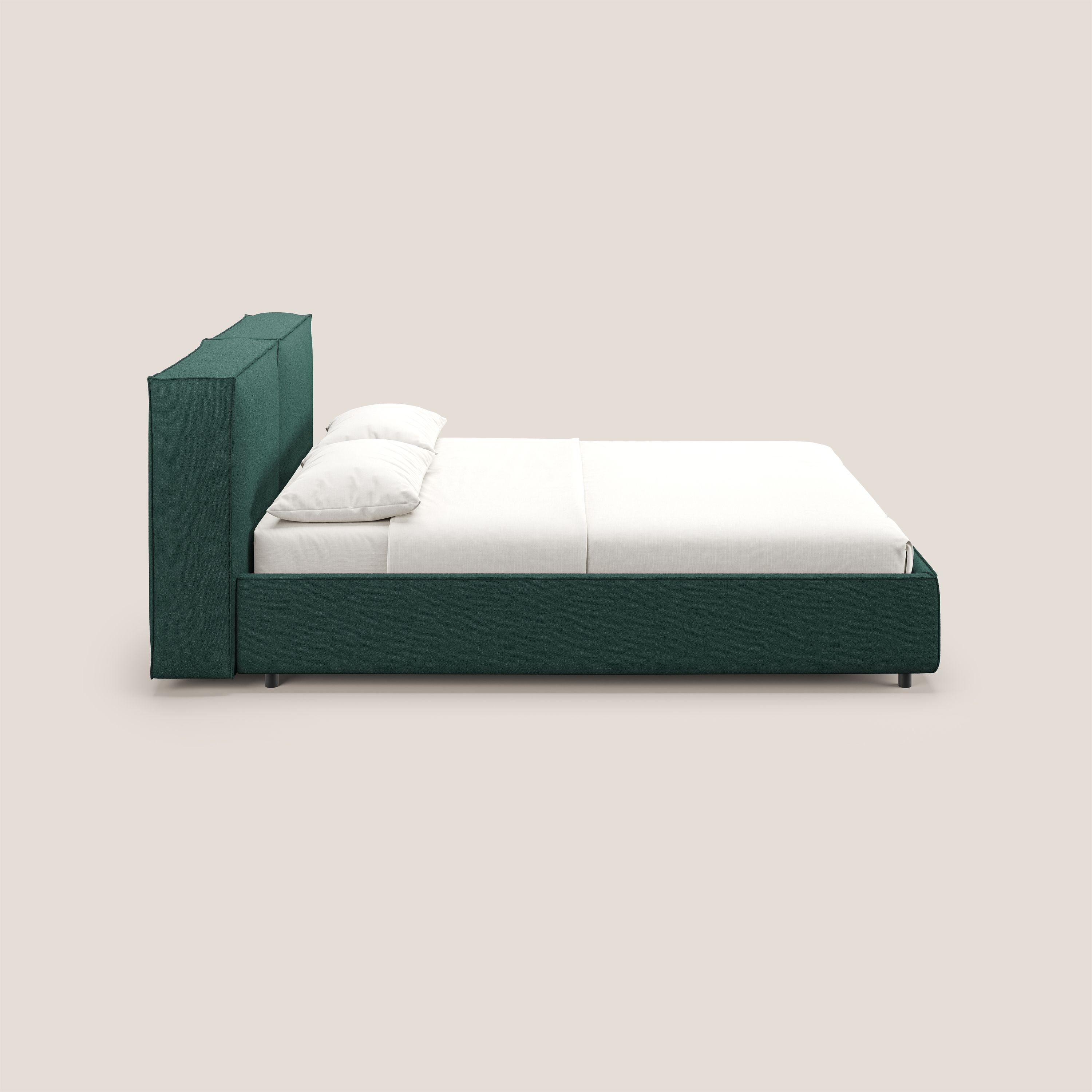 Cocoon letto imbottito contenitore sfoderabile in bouclet impermeabile T07 verde - divani.store