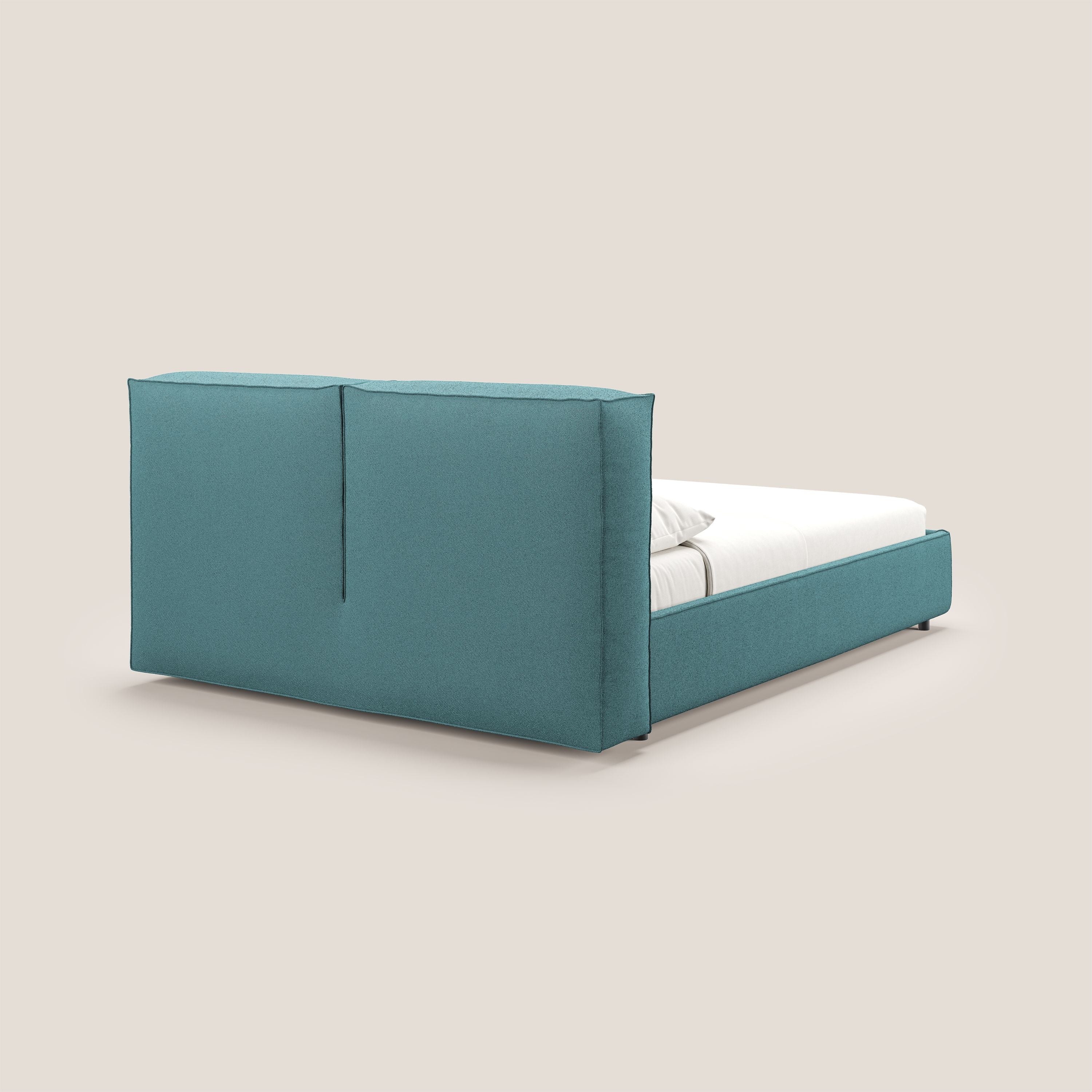 Cocoon letto imbottito contenitore sfoderabile in bouclet impermeabile T07 azzurro - divani.store