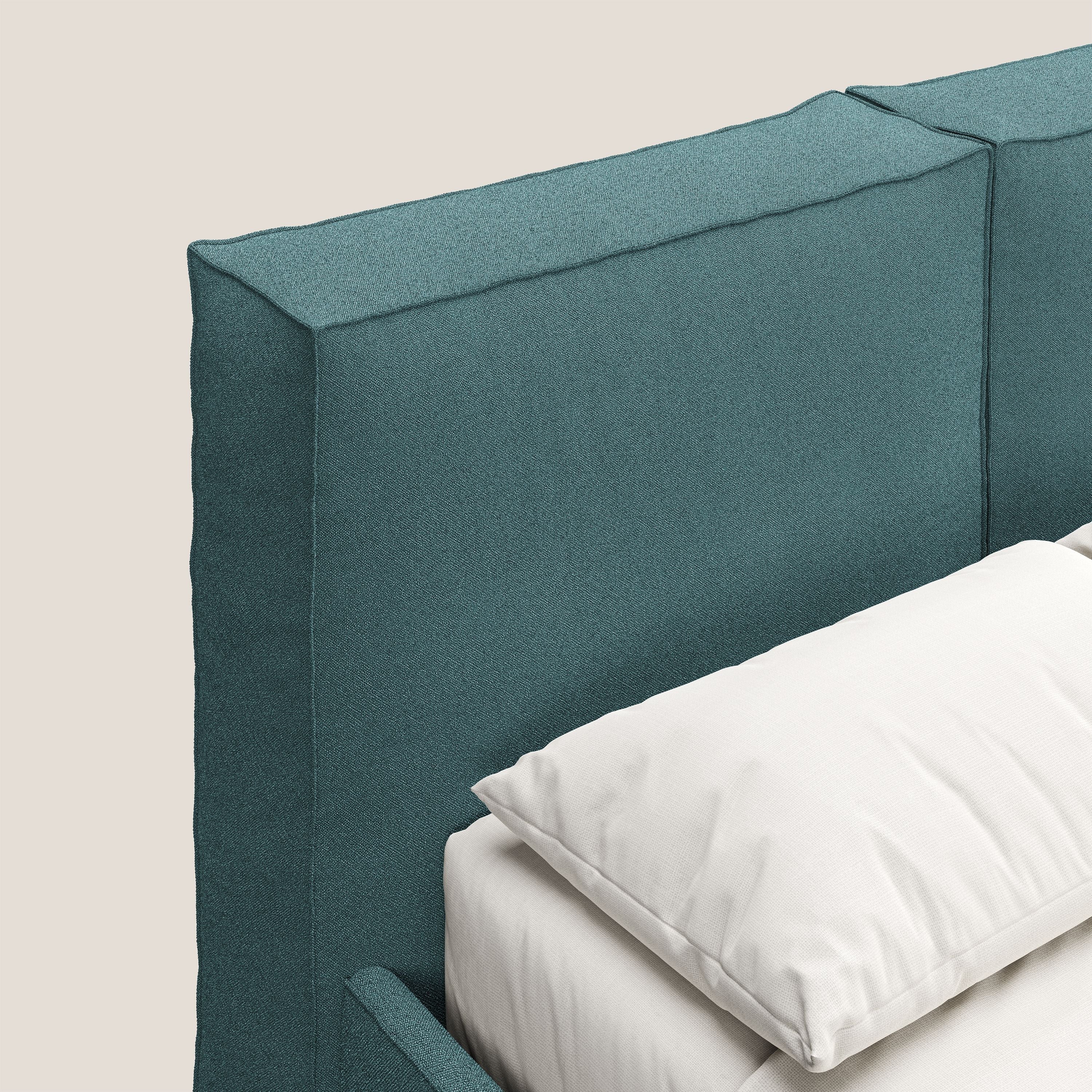 Cocoon letto imbottito contenitore sfoderabile in bouclet impermeabile T07 azzurro - divani.store