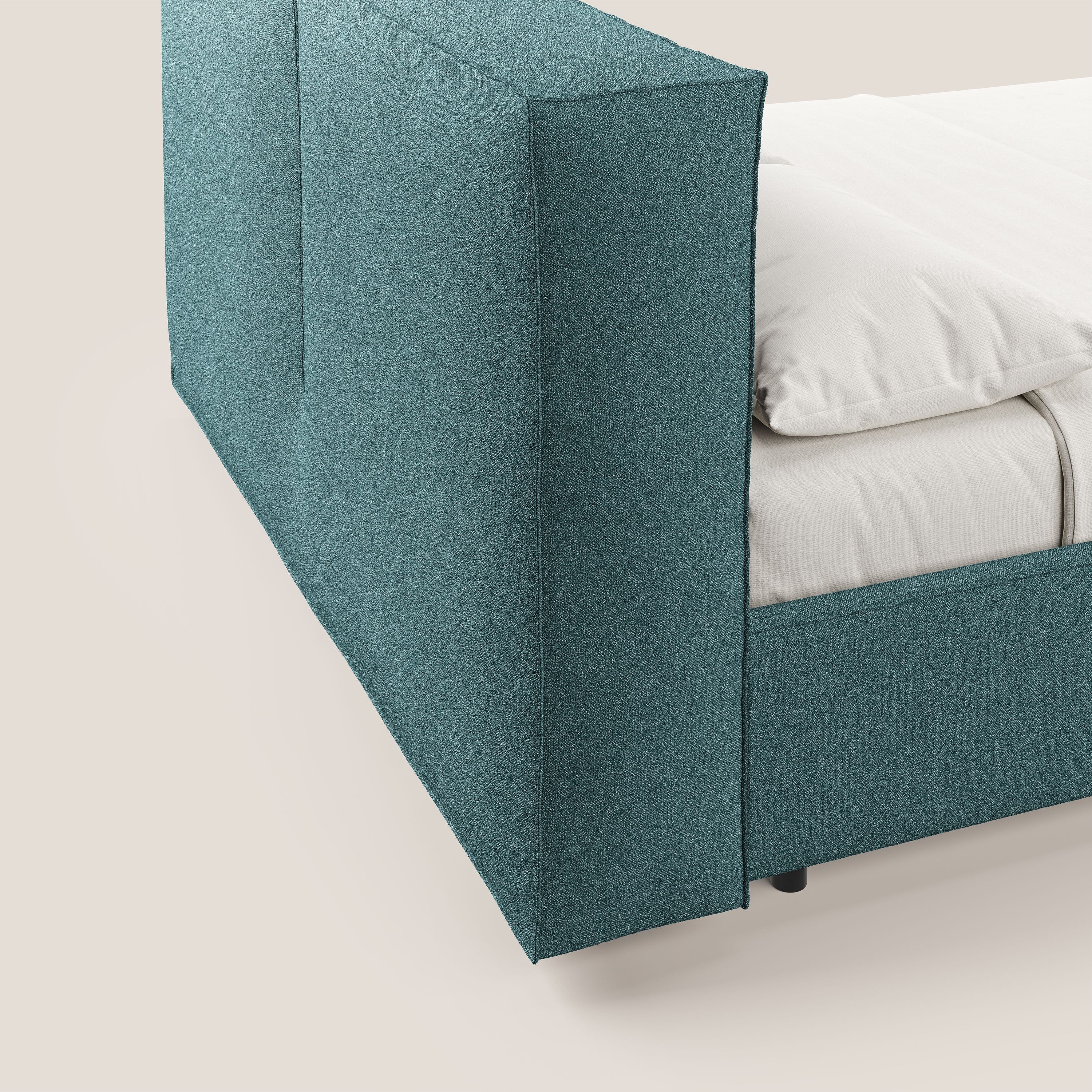 Cocoon letto imbottito contenitore sfoderabile in bouclet impermeabile T07 azzurro - divani.store