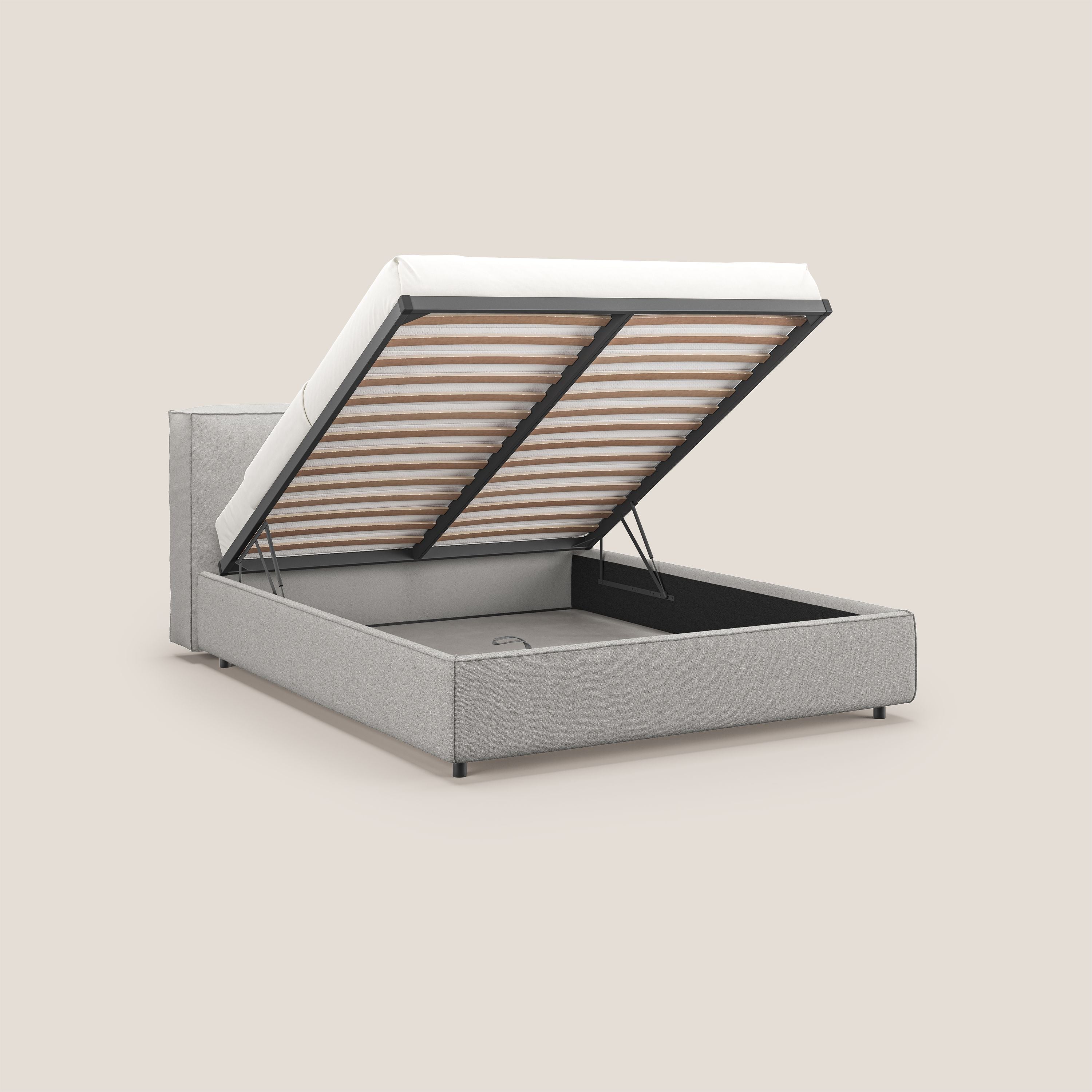 Cocoon letto imbottito contenitore sfoderabile in bouclet impermeabile T07 grigio - divani.store