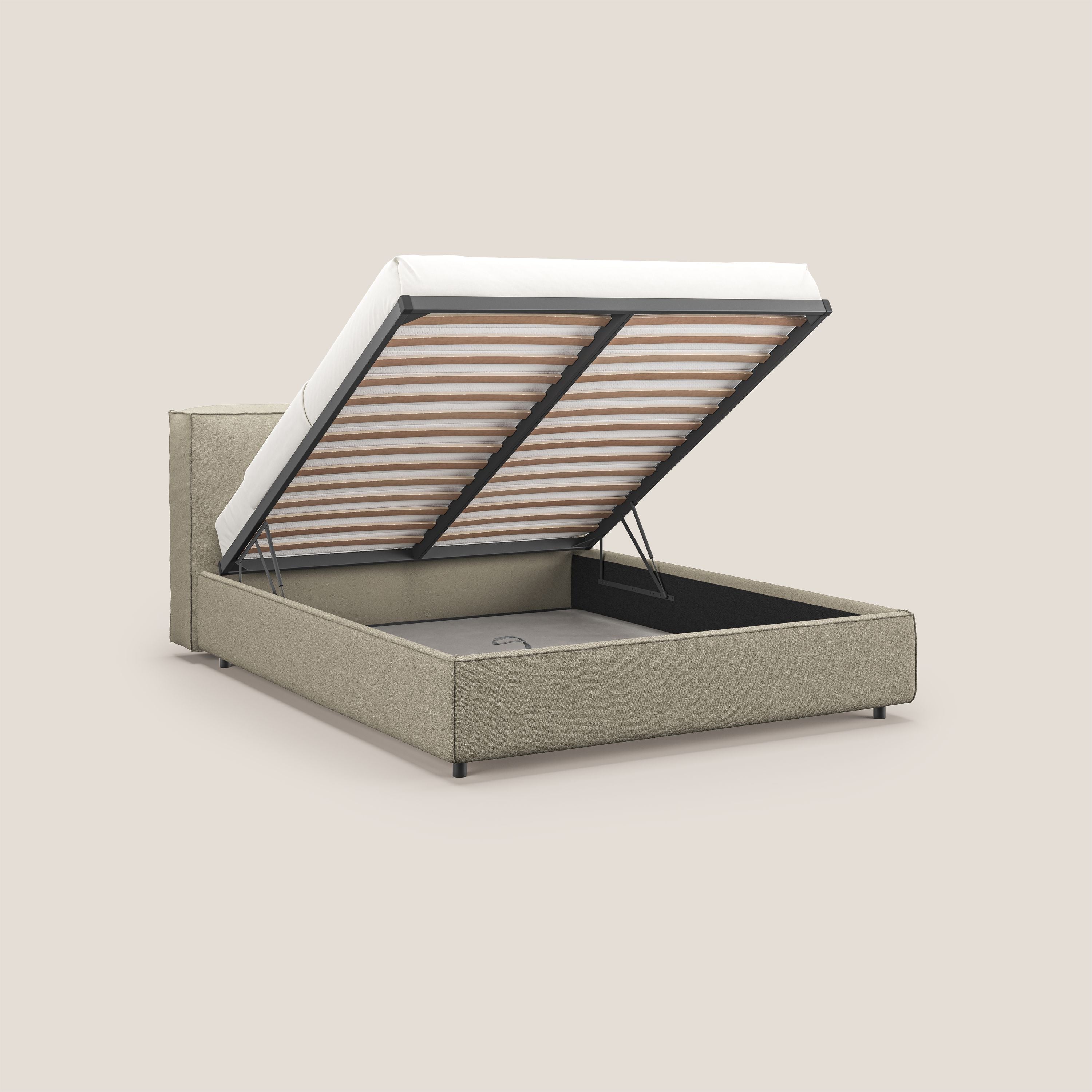 Cocoon letto imbottito contenitore sfoderabile in bouclet impermeabile T07 beige - divani.store