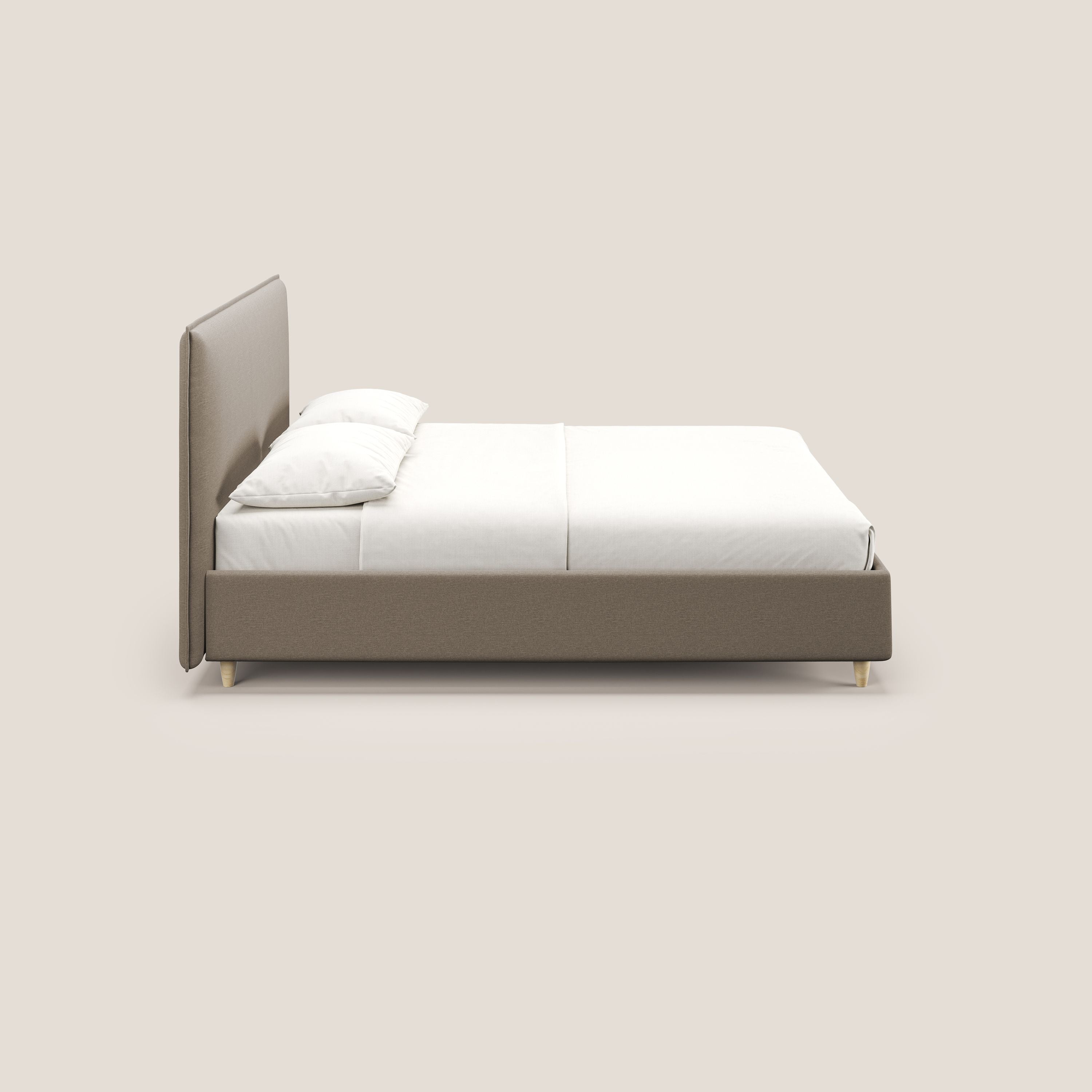 Costanza letto contenitore e sfoderabile in tessuto misto cotone impermeabile T13 beige - divani.store