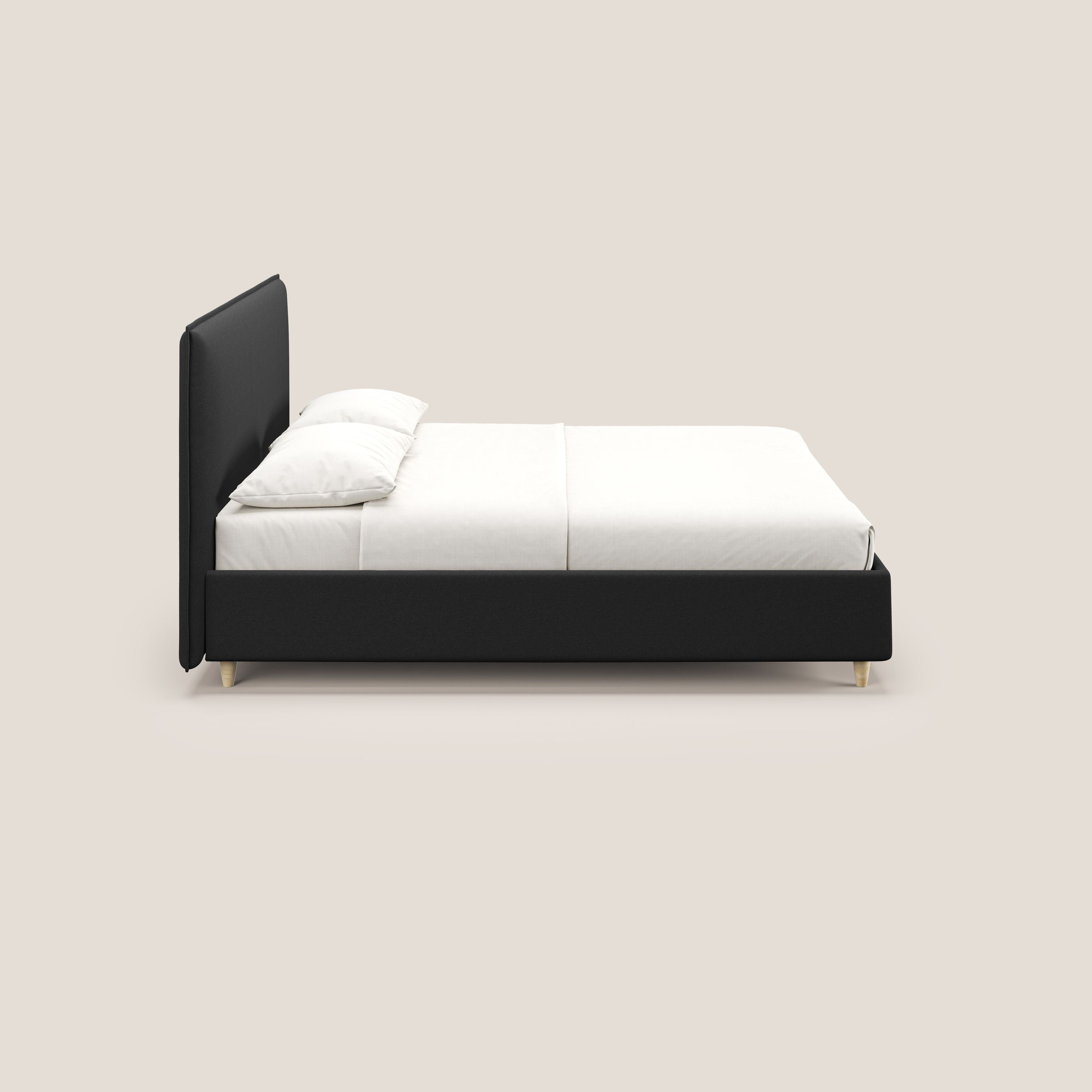 Costanza letto contenitore e sfoderabile in tessuto misto cotone impermeabile T13 antracite - divani.store