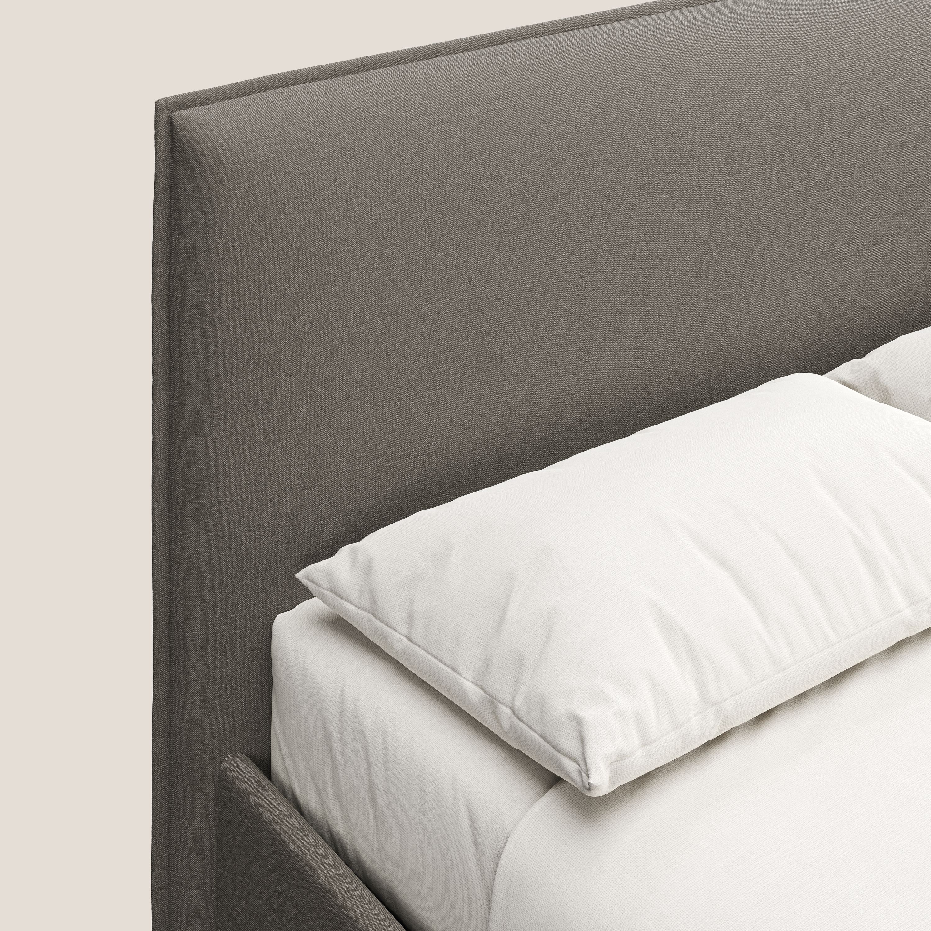 Costanza letto contenitore e sfoderabile in tessuto misto cotone impermeabile T13 tortora - divani.store