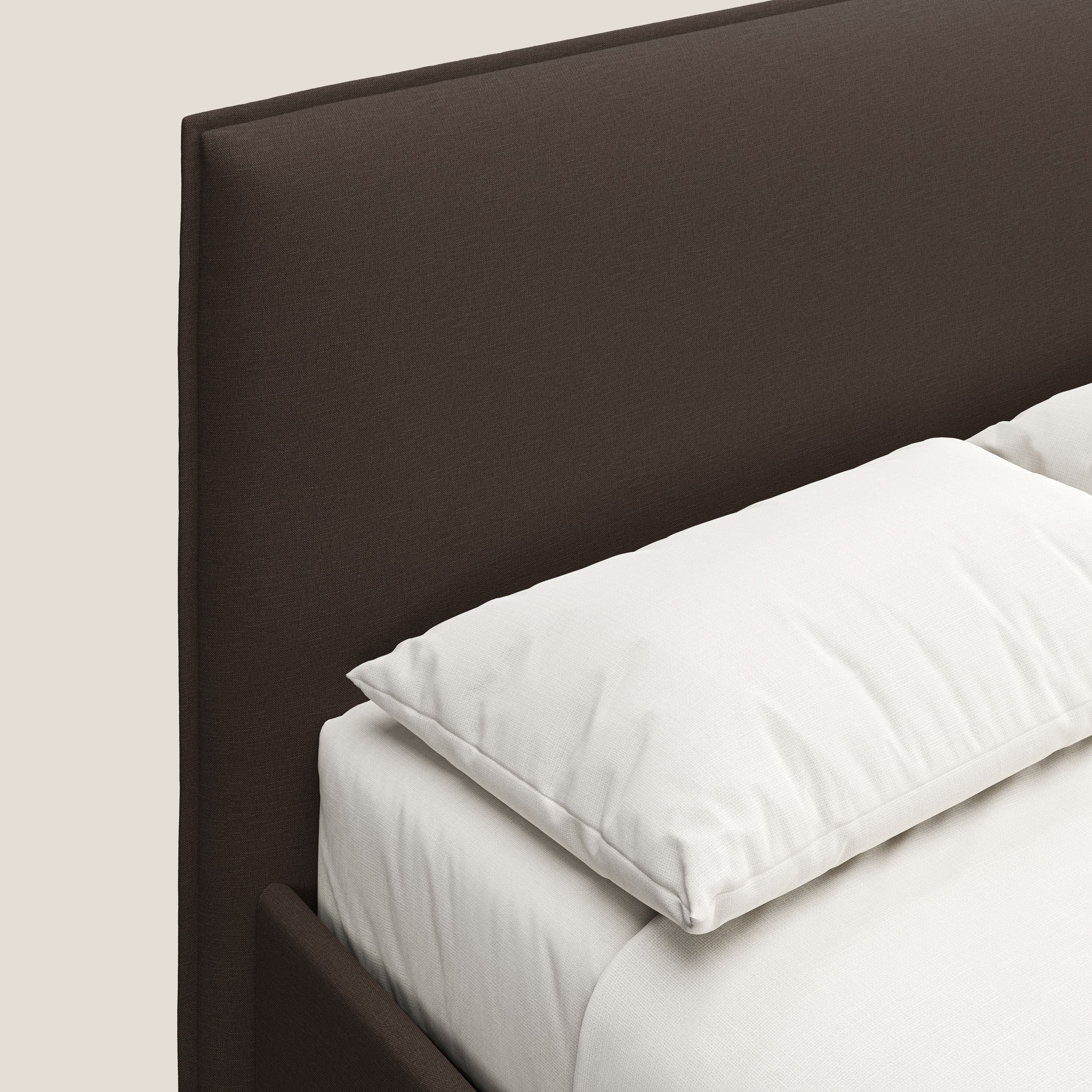 Costanza letto contenitore e sfoderabile in tessuto misto cotone impermeabile T13 marrone - divani.store