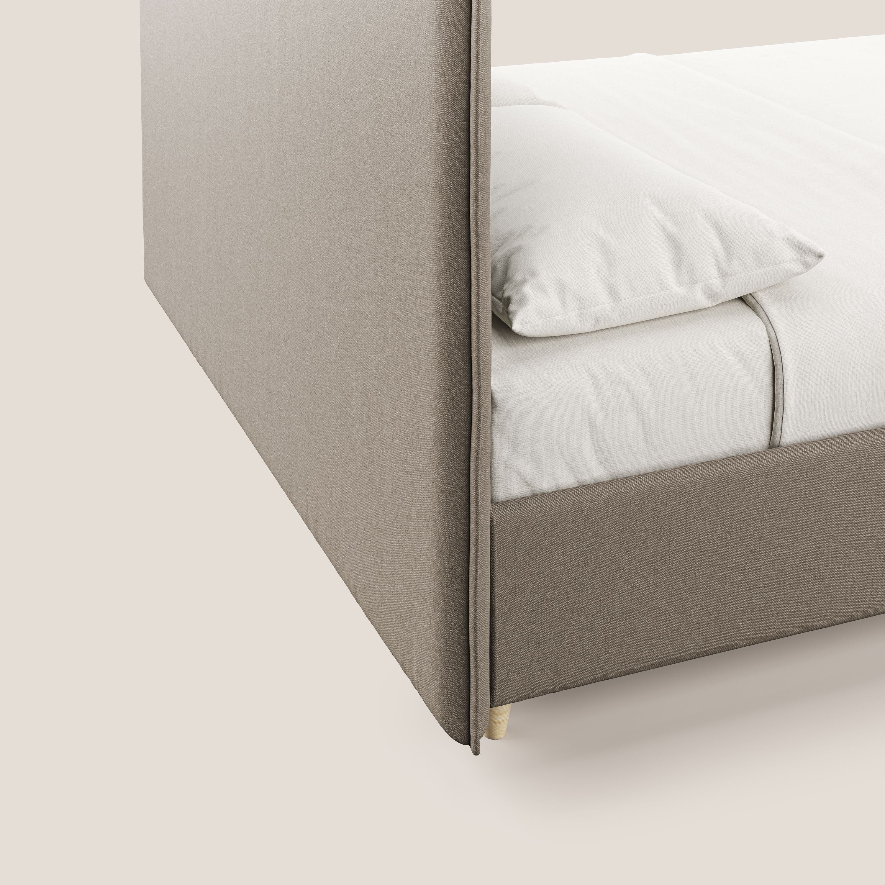 Costanza letto contenitore e sfoderabile in tessuto misto cotone impermeabile T13 beige - divani.store